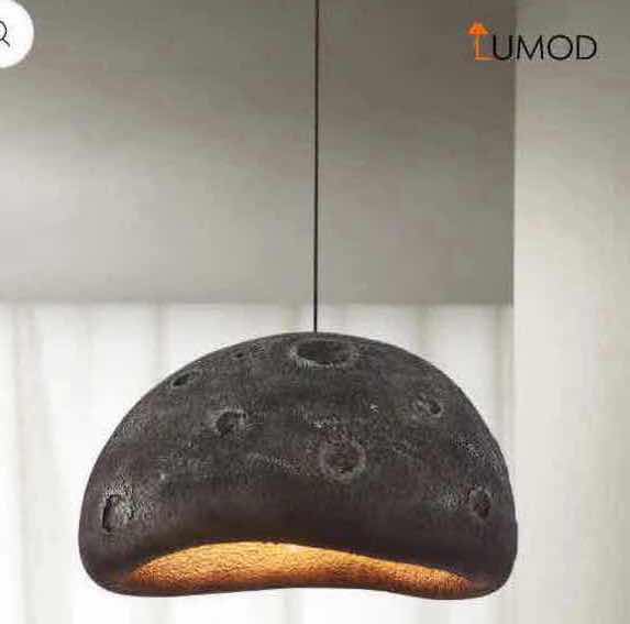 Photo 1 of NIB-BALI MOON STRUCTURED SMOKED GRAY WABI-SABI GLOW PENDANT LIGHT DIAMETER 32” LL-1030-MF
