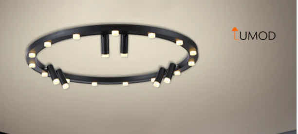 Photo 1 of NIB - SIENNA UNIQUE BLACK ROUND LED CEILING LIGHT DIAMETER 26” LL-1095-MF