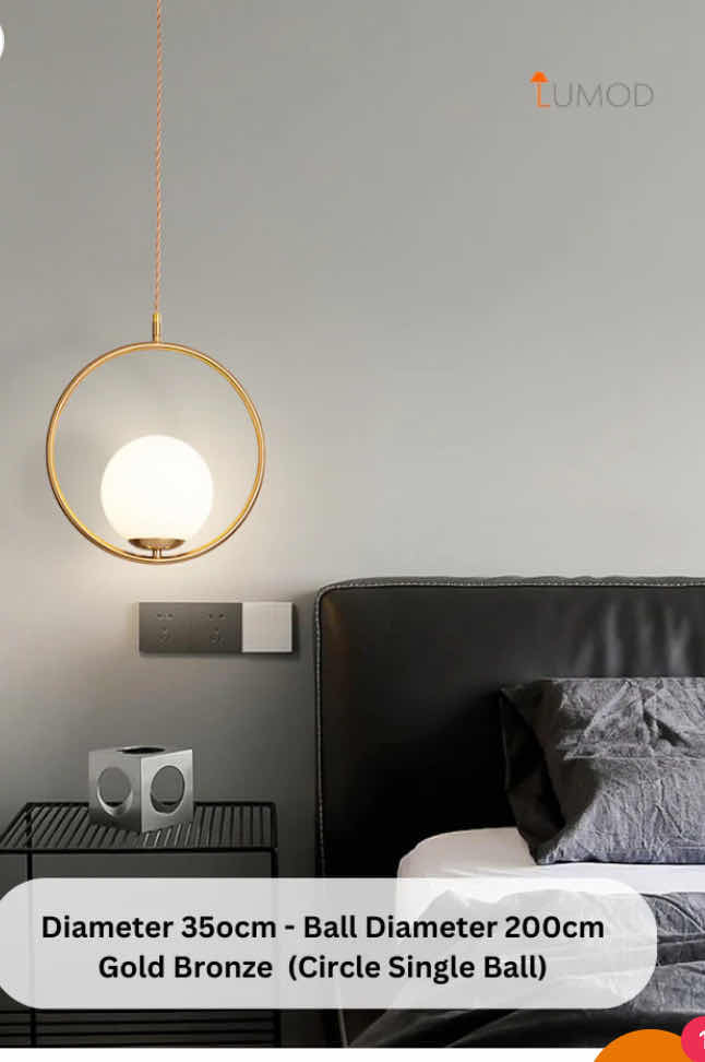 Photo 1 of NIB - SERGIO VINTAGE BRONZE GLASS BALL IN CIRCLE HANGING PENDANT LIGHT 350cm CIRCLE, BALL 200cm LL-1046-MF