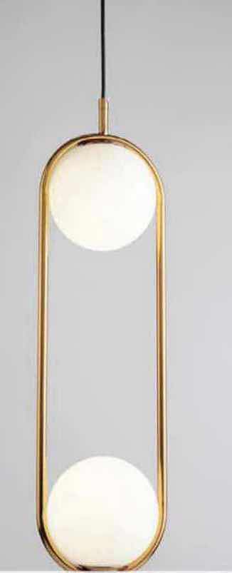 Photo 1 of NIB - SERGIO VINTAGE BRONZE DOUBLE GLASS BALL IN CIRCLE HANGING PENDANT LIGHT DIAMETER 20cm x 70cm , BALL 15cm LL-1047-MF