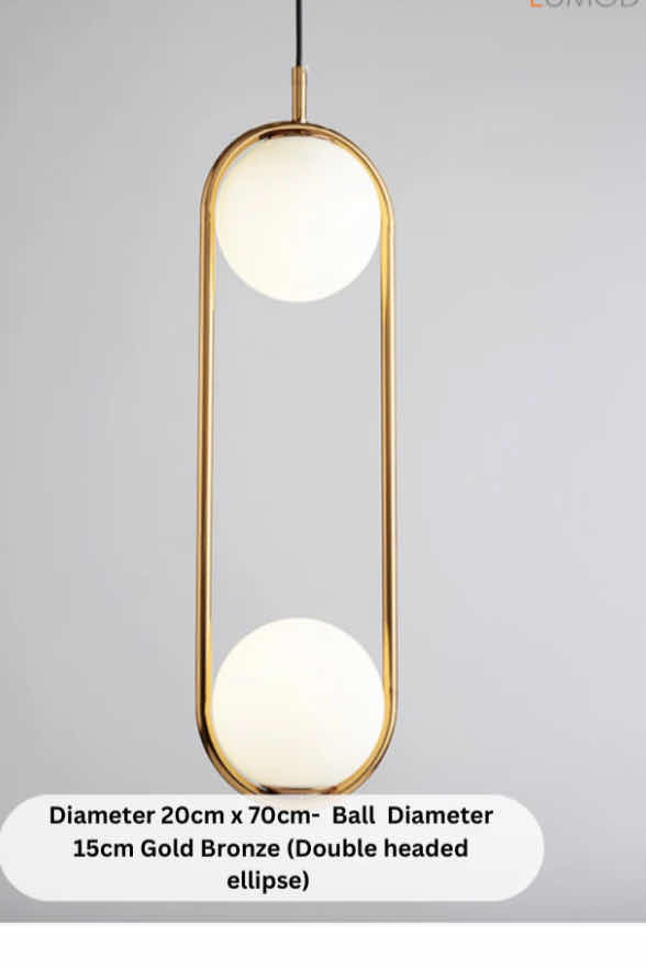 Photo 1 of NIB - SERGIO VINTAGE BRONZE DOUBLE GLASS BALL IN CIRCLE HANGING PENDANT LIGHT DIAMETER 20cm x 70cm , BALL 15cm LL-1047-MF