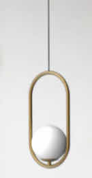 Photo 1 of NIB - SERGIO VINTAGE BRONZE GLASS BALL IN CIRCLE HANGING PENDANT LIGHT 20cm X 50cm, BALL 15cm LL-1048-MF