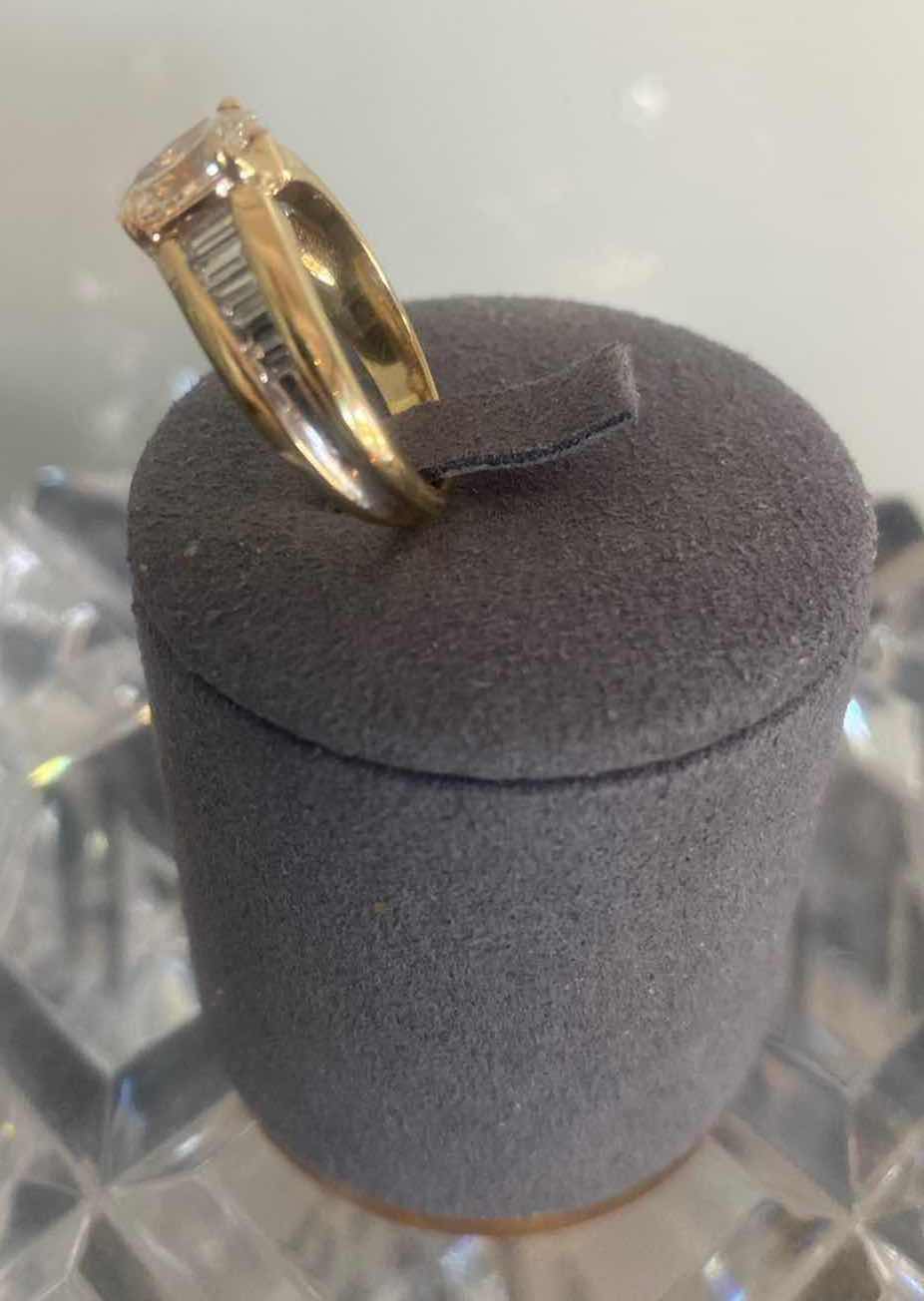 Photo 1 of 14K YELLOW GOLD W. 1CT OVAL DIAMOND & .50CT BAGUETTE DIAMOND RING-4.4G SIZE 6