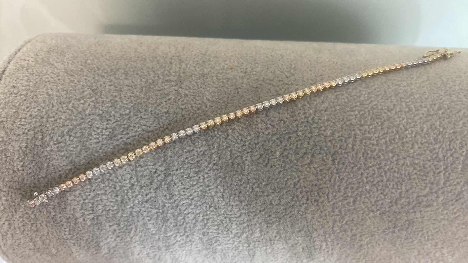 Photo 1 of 18K YELLOW  GOLD & WHITE GOLD W. 3CT DIAMOND TENNIS BRACELET-5G LENGTH 7”