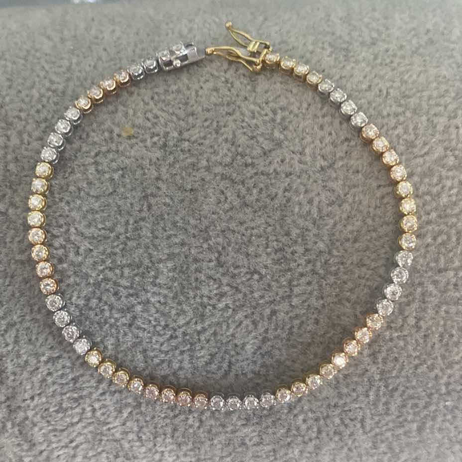 Photo 1 of 18K YELLOW GOLD & WHITE GOLD W. 3CT DIAMOND TENNIS BRACELET-5G LENGTH 7”