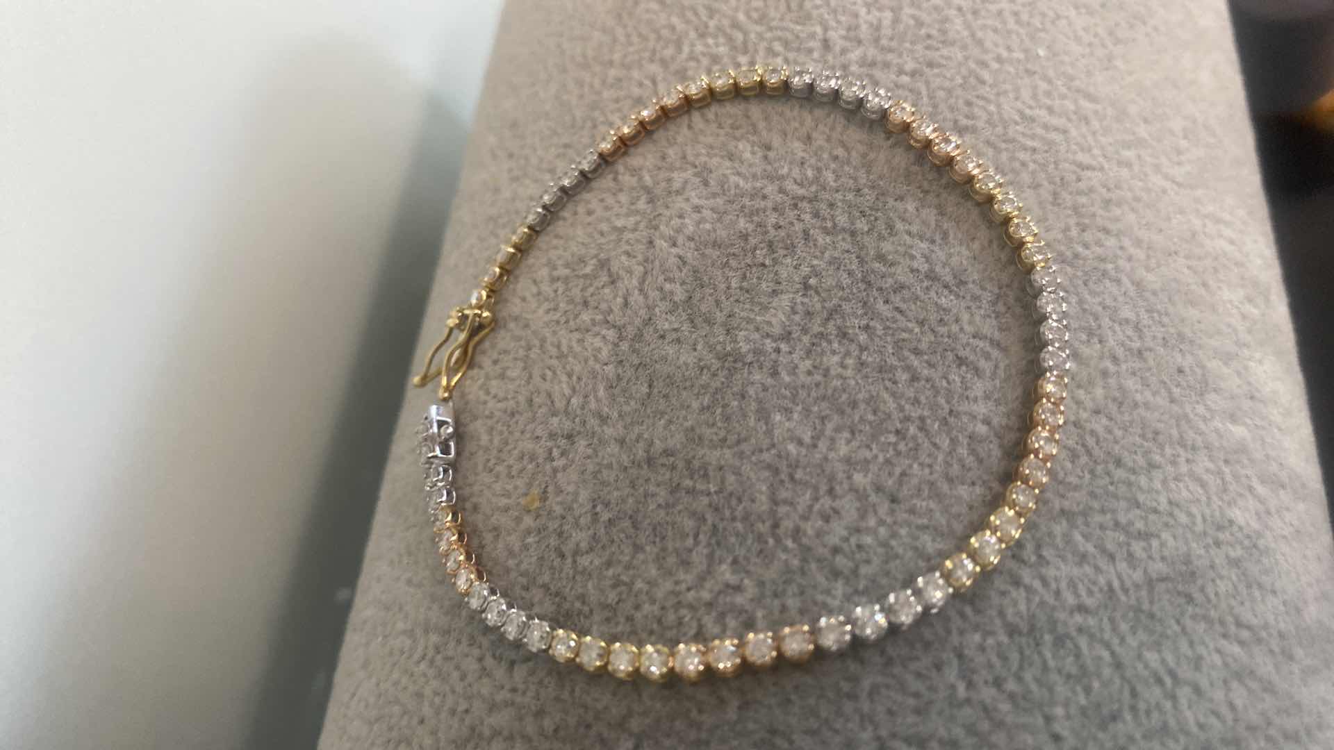 Photo 1 of 18K YELLOW  GOLD & WHITE GOLD W. 3CT DIAMOND TENNIS BRACELET-5G LENGTH 7”