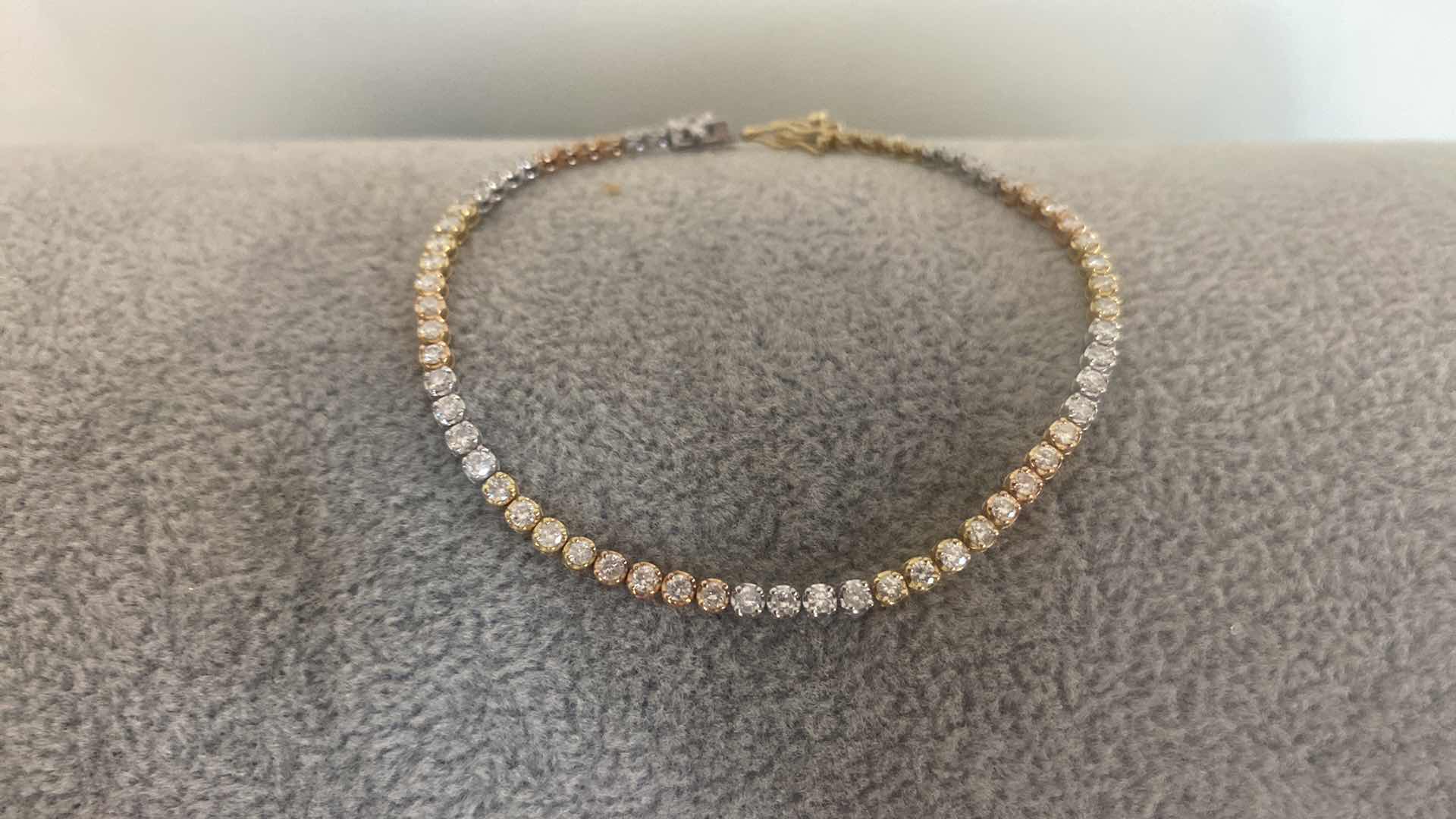 Photo 1 of 18K YELLOW  GOLD & WHITE GOLD W. 3CT DIAMOND TENNIS BRACELET-5G LENGTH 7”