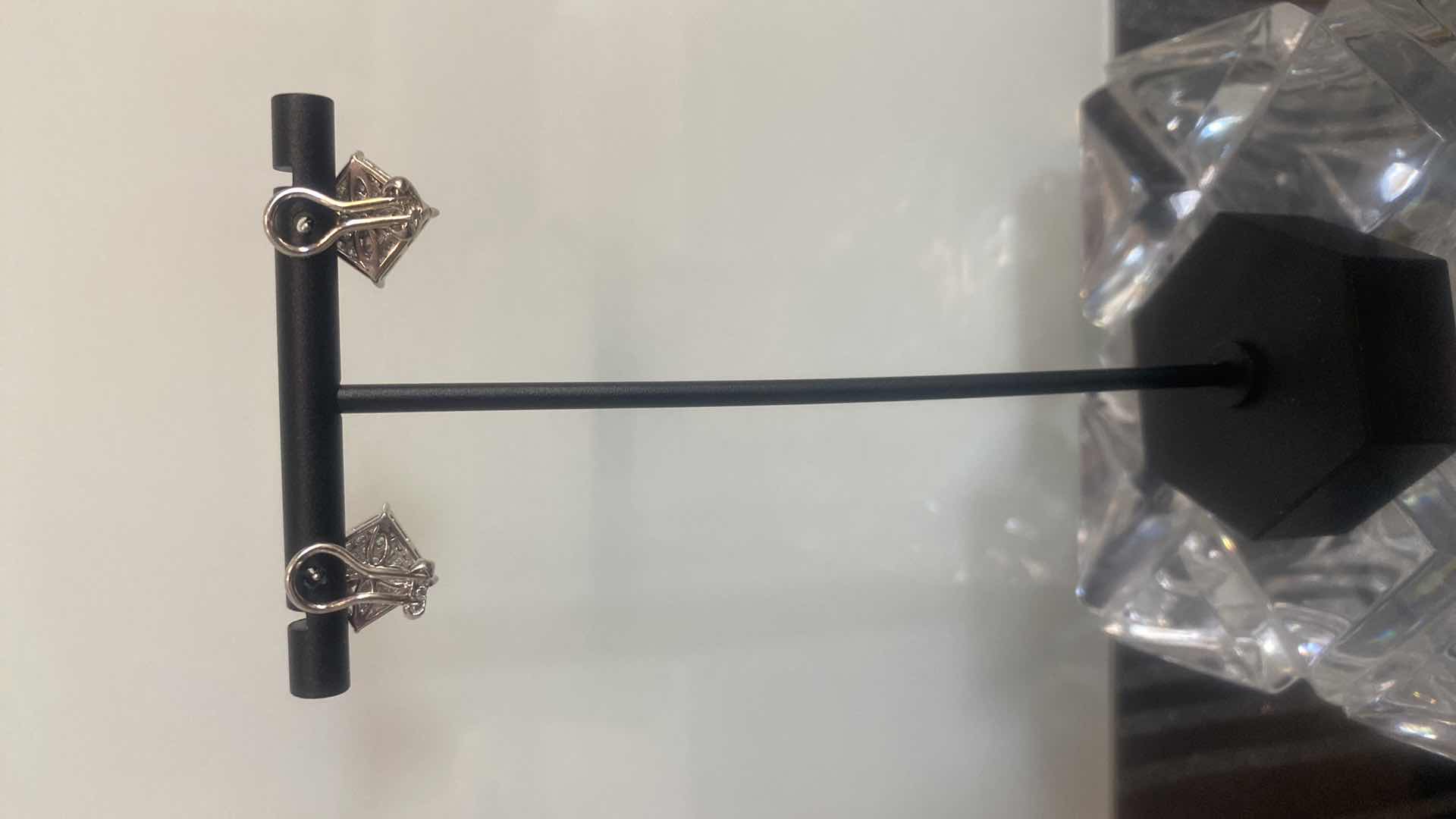 Photo 1 of 18K WHITE GOLD W 2CT DIAMOND PAVE EARRINGS-6.3G