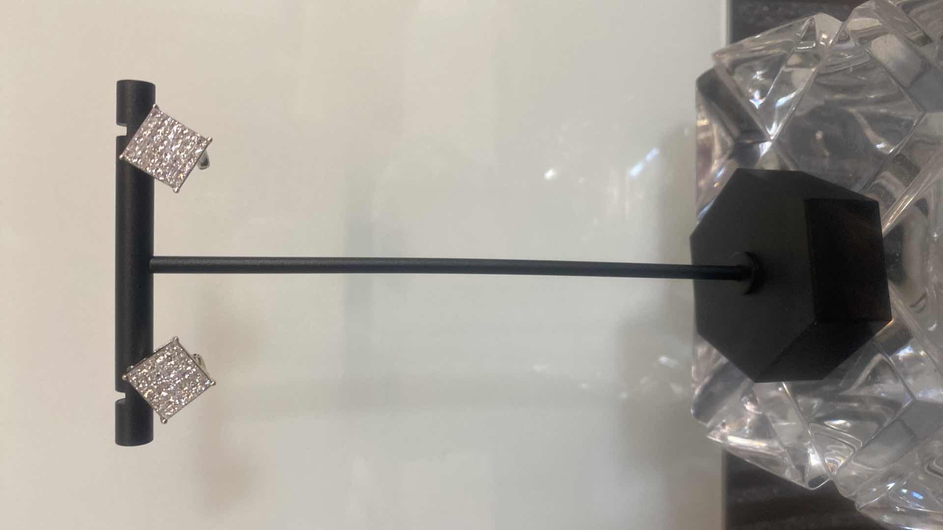 Photo 1 of 18K WHITE GOLD W 2CT DIAMOND PAVE EARRINGS-6.3G