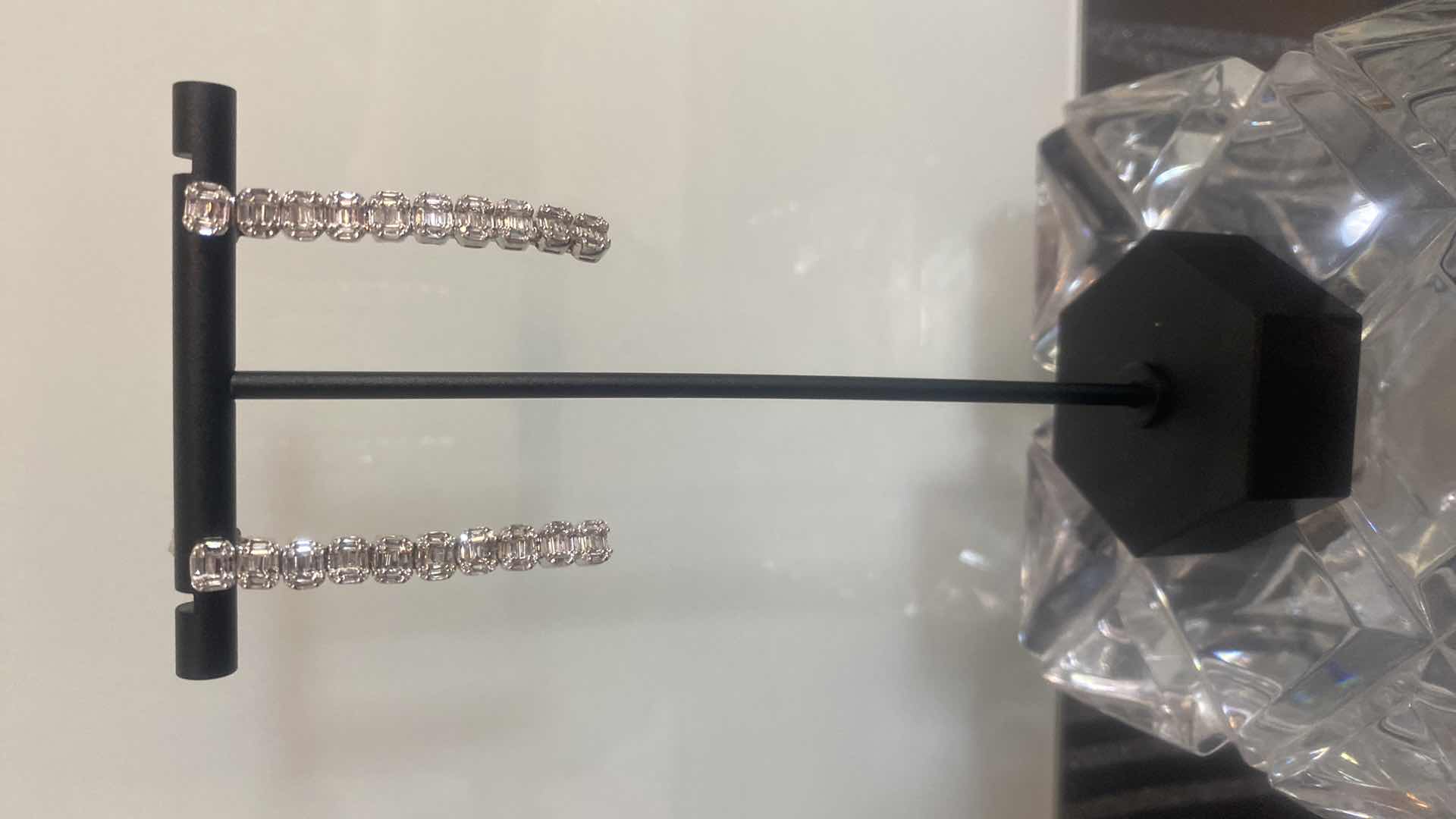 Photo 1 of 10K WHITE GOLD W. 3CT DIAMOND EARRINGS-7.8G DROP 1 5/8”