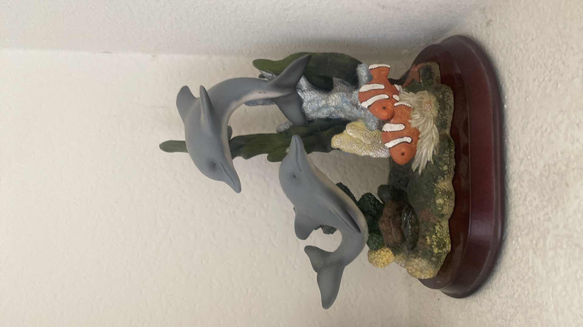 Photo 1 of 2- SCULPTURES PORCELAIN DOLPHINS & ELEPHANT LARGEST 7 1/2” x 8 1/2”