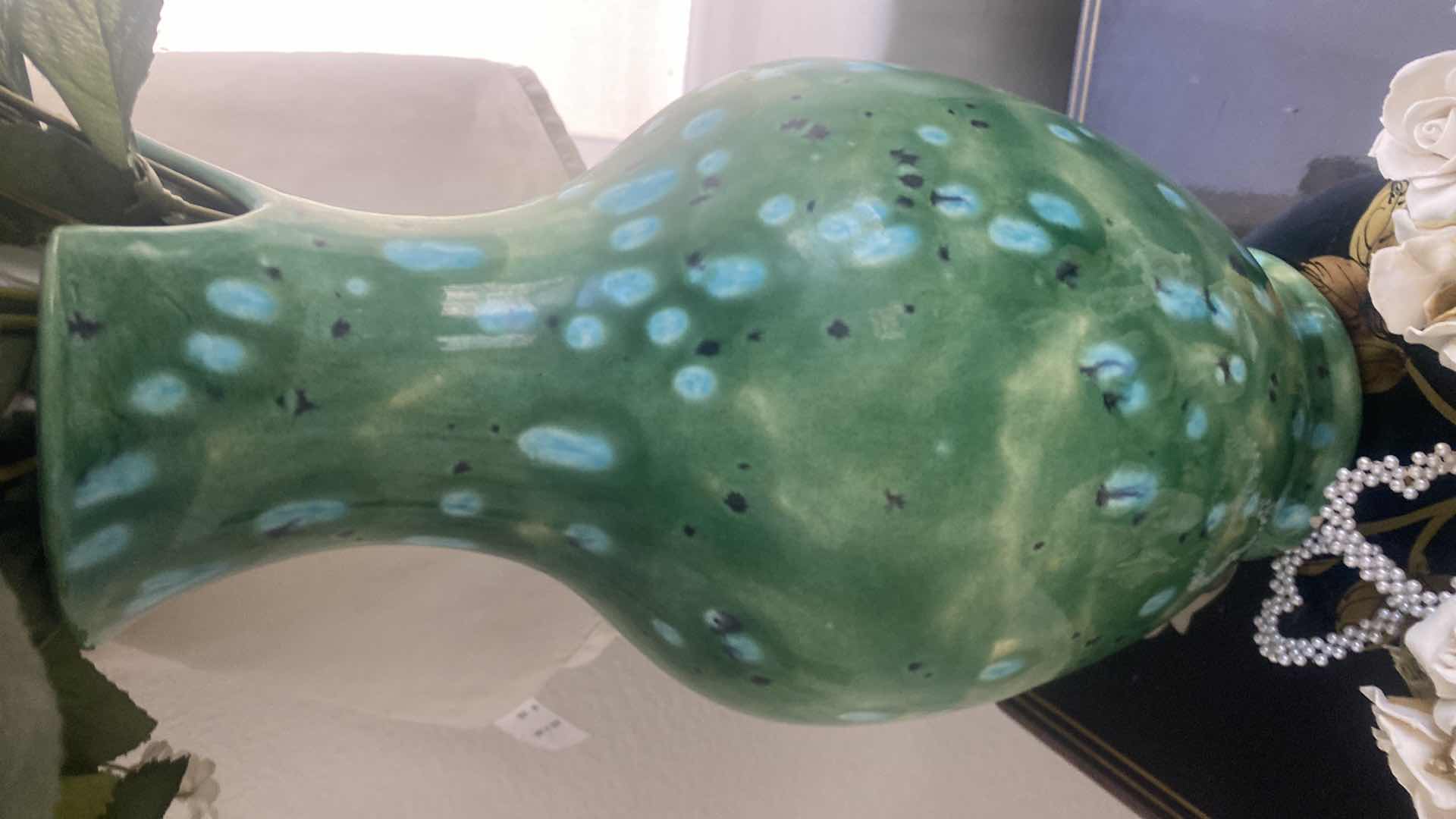 Photo 1 of SUN CERAMIC VASE WITH FAUX FLORAL VASE H12”