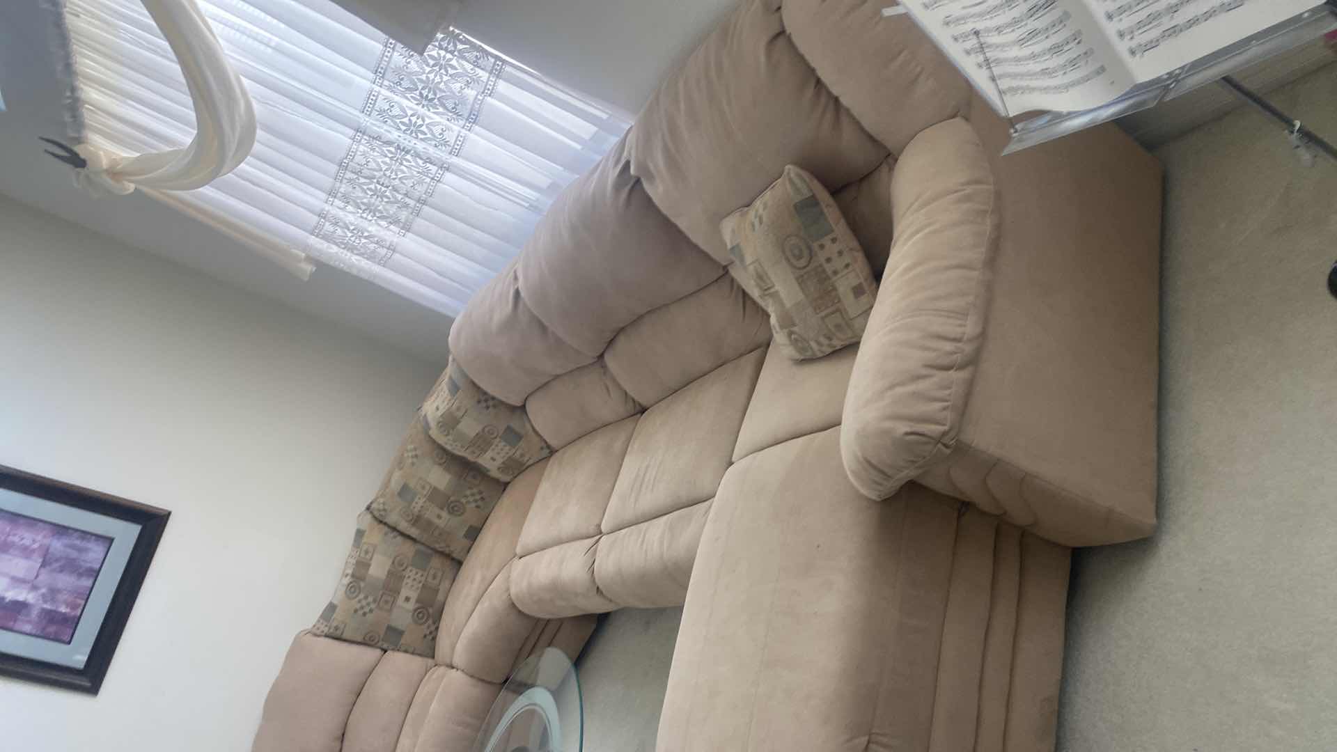Photo 1 of MICROFIBER SECTIONAL WITH RECLINER ON ONE END & CHAISE ON END 106“ x 140“