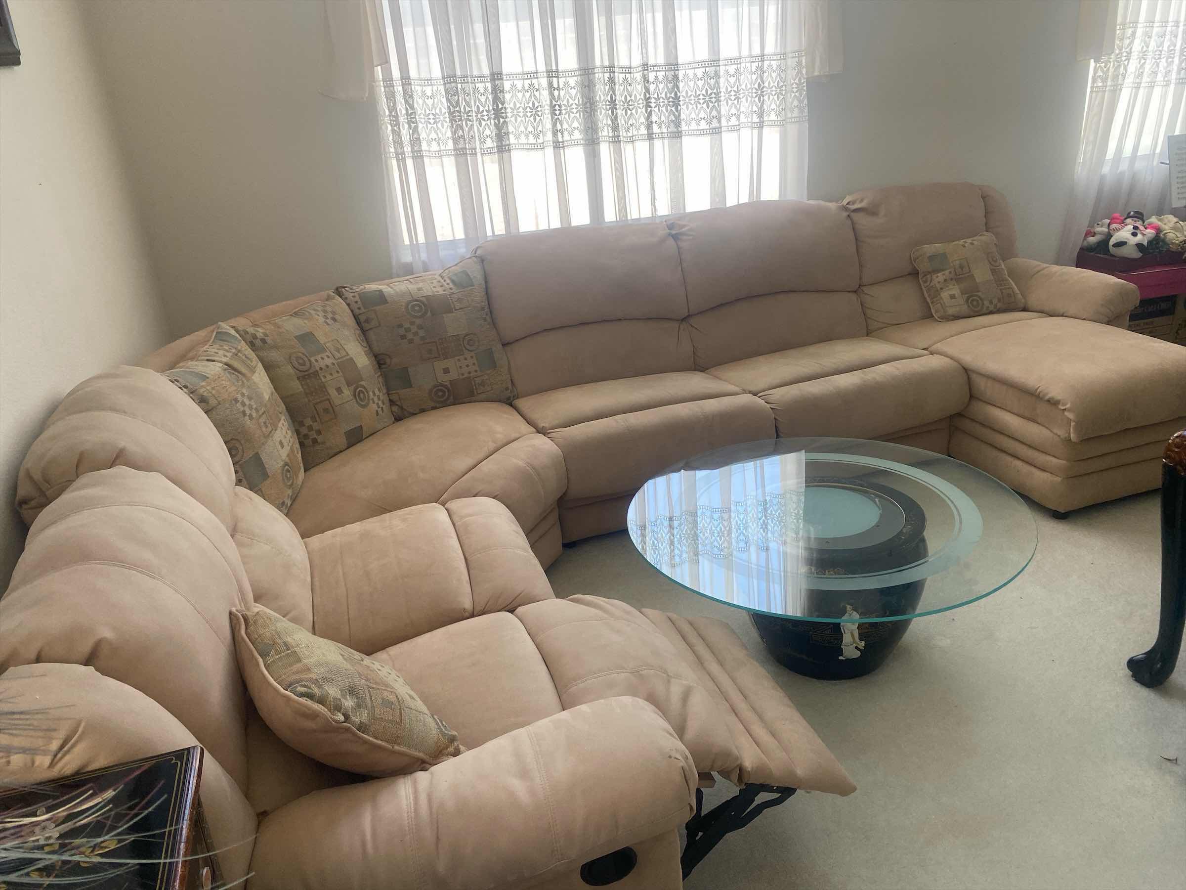 Photo 1 of MICROFIBER SECTIONAL WITH RECLINER ON ONE END & CHAISE ON END 106“ x 140“