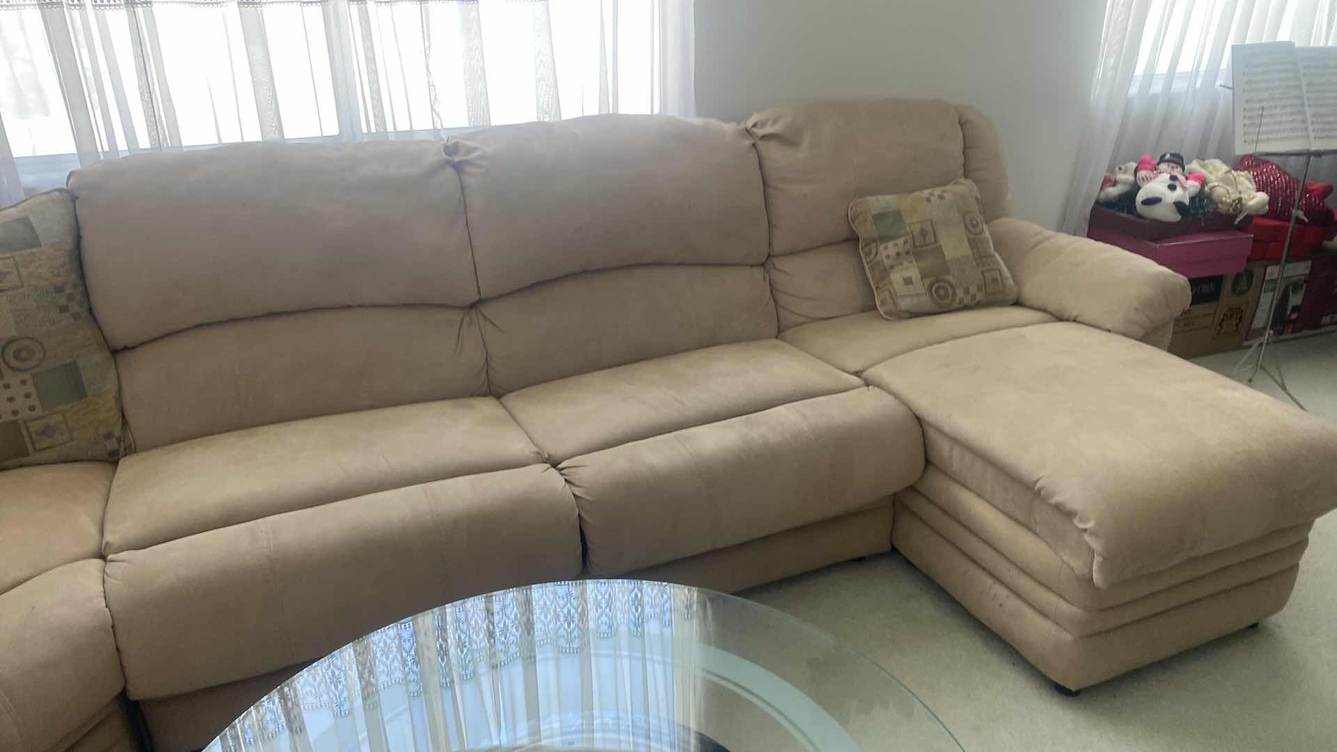 Photo 1 of MICROFIBER SECTIONAL WITH RECLINER ON ONE END & CHAISE ON END 106“ x 140“
