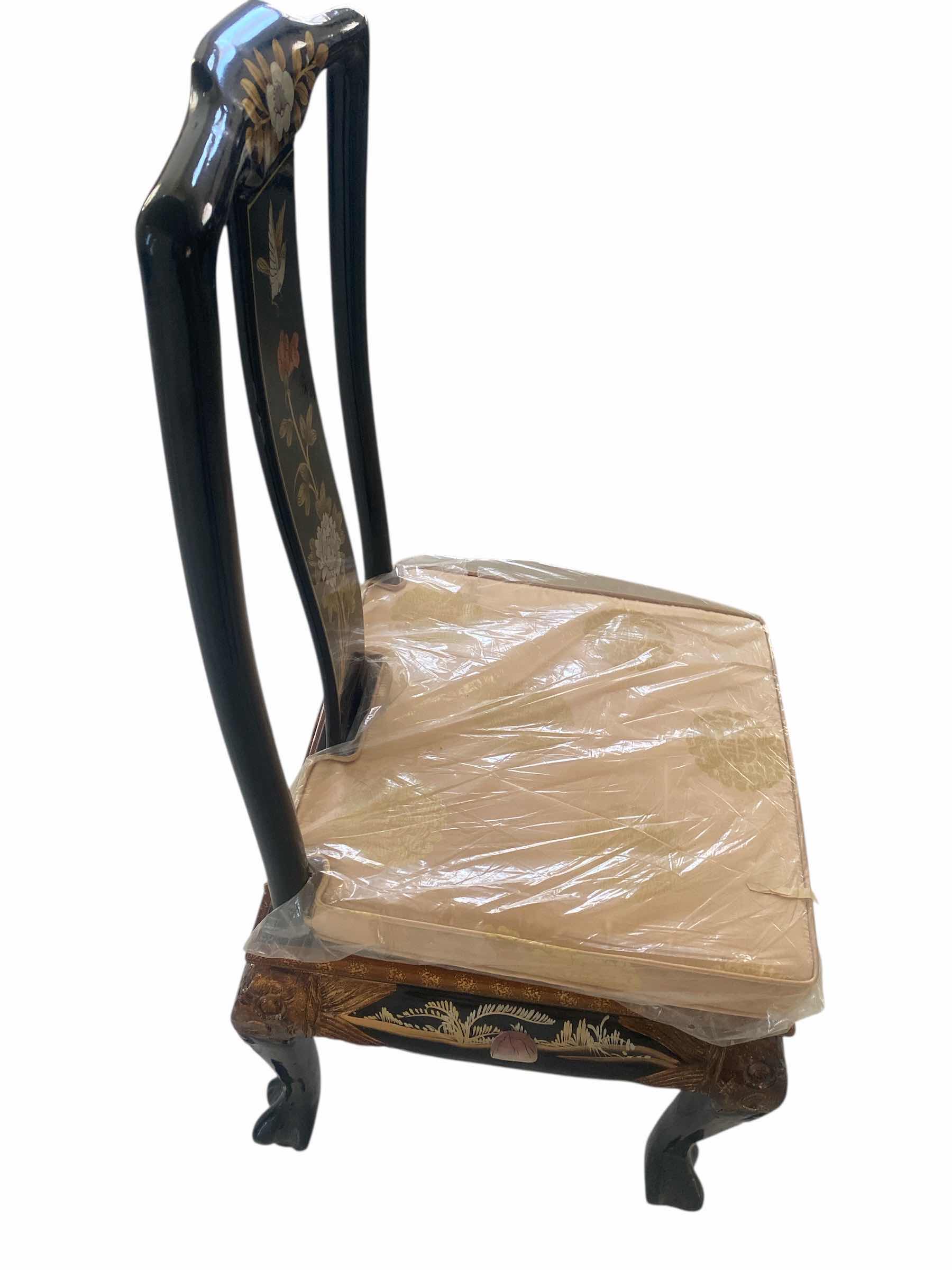 Photo 1 of BLACK LACQUER DINING SIDE CHAIR WITH CUSHION / MOTHER OF PEARL (6 side chairs 2 armchairs and table available all sold separately)