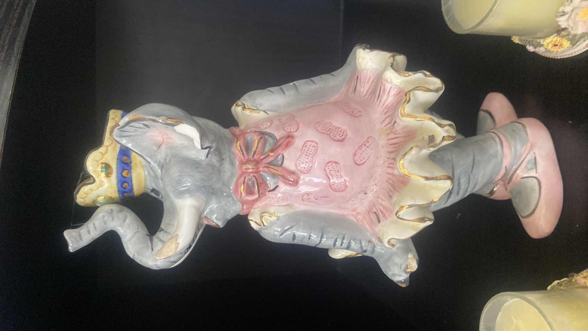 Photo 1 of CERAMICS BALLERINA ELEPHANT FIGURINE H11” & 2 VOTIVE CANDLES