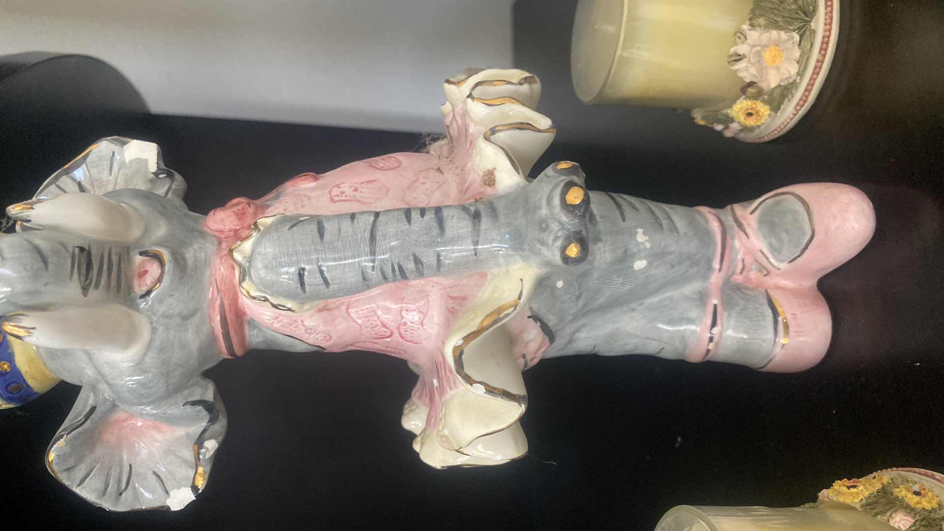Photo 1 of CERAMICS BALLERINA ELEPHANT FIGURINE H11” & 2 VOTIVE CANDLES