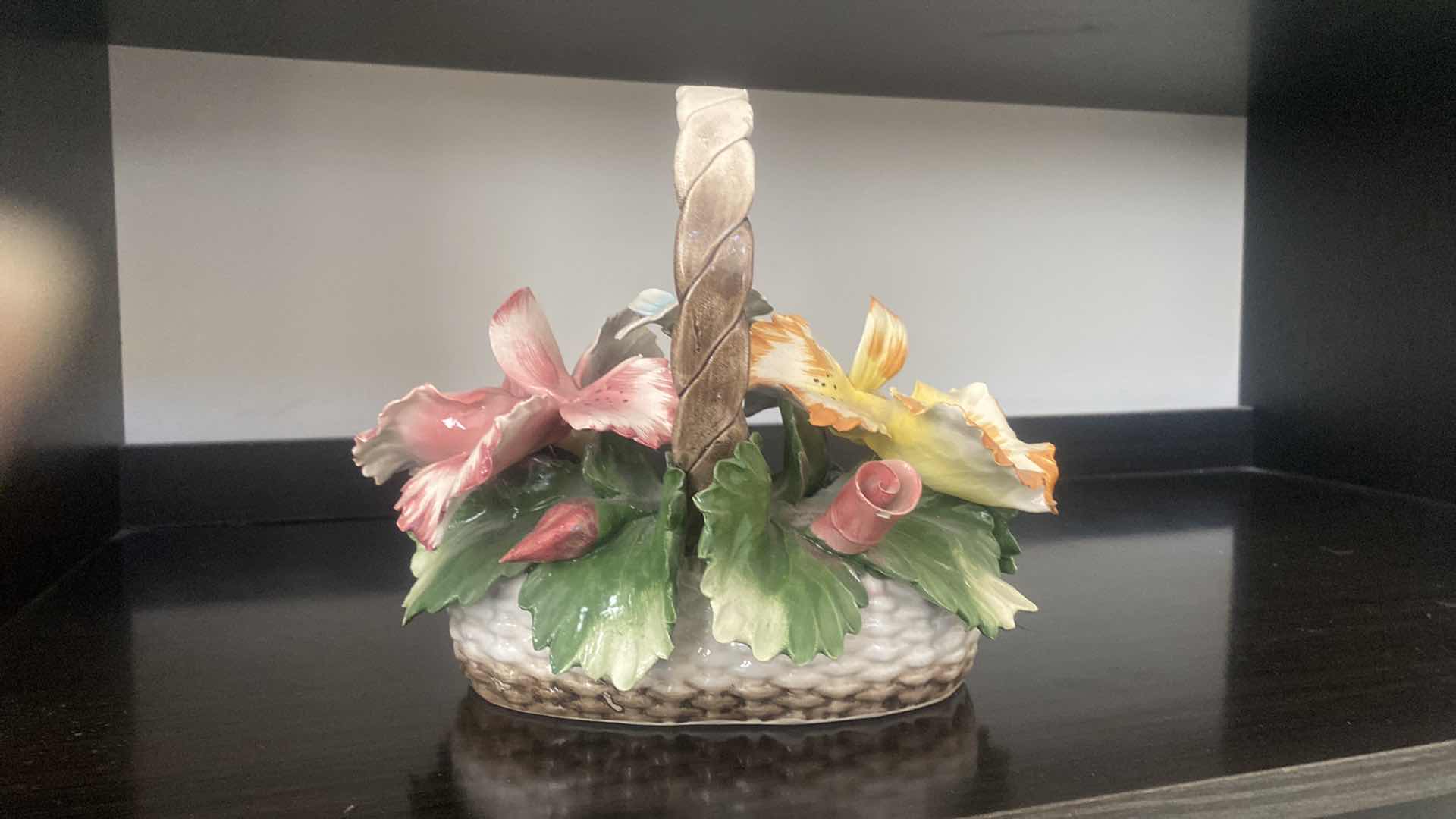 Photo 1 of CAPODIMONTE CERAMICS FLORAL BASKET 10” x 9”