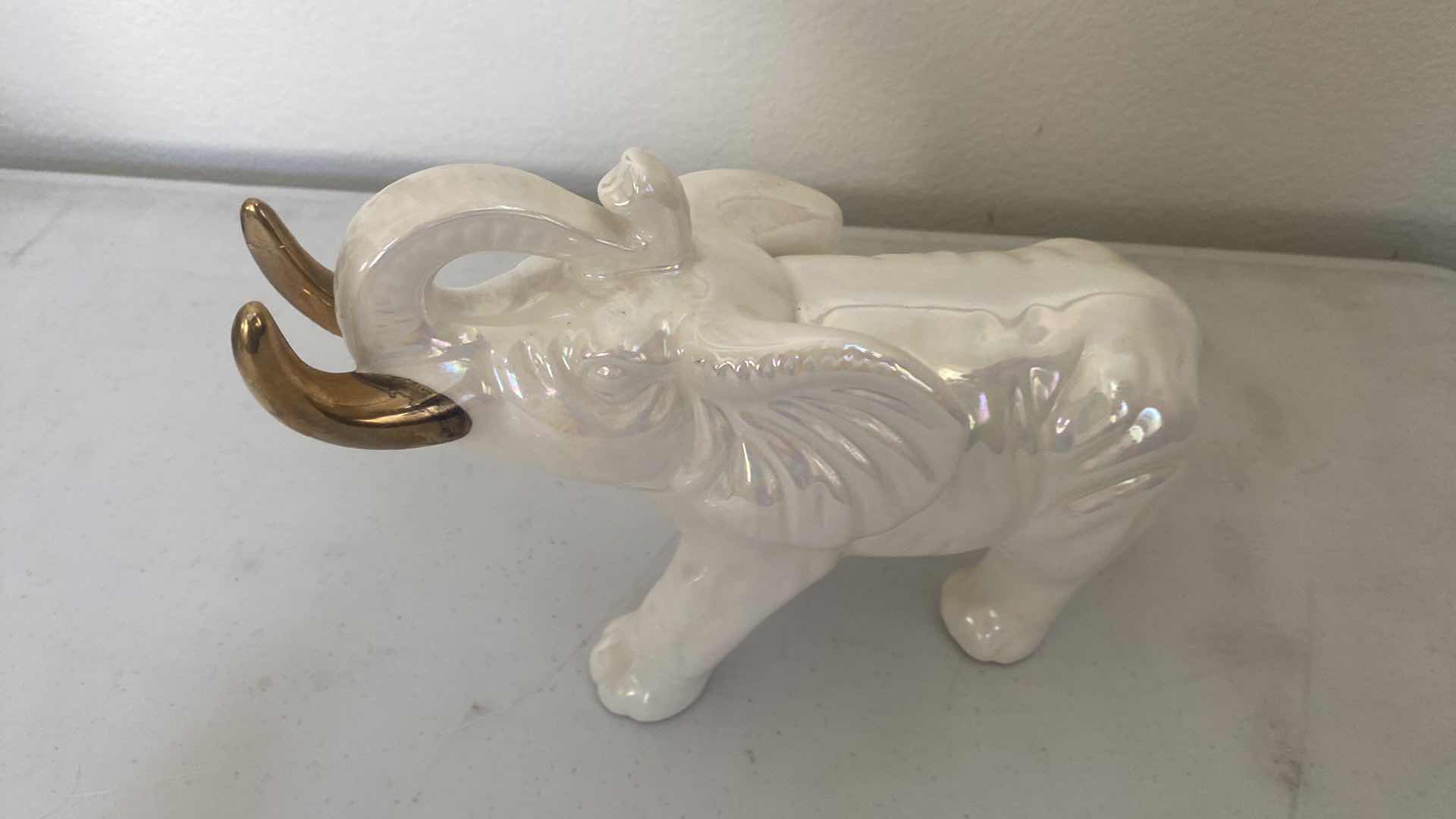 Photo 1 of ELEPHANT 10 1/2” x 7”, GLASS SLIPPER CANDLE HOLDER & RING HOLDER