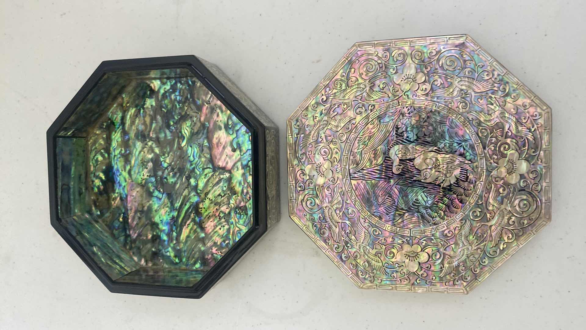 Photo 1 of KOREAN OCTAGONAL MOTHER OF PEARL JEWELRY BOX 5 3/4” x 2”