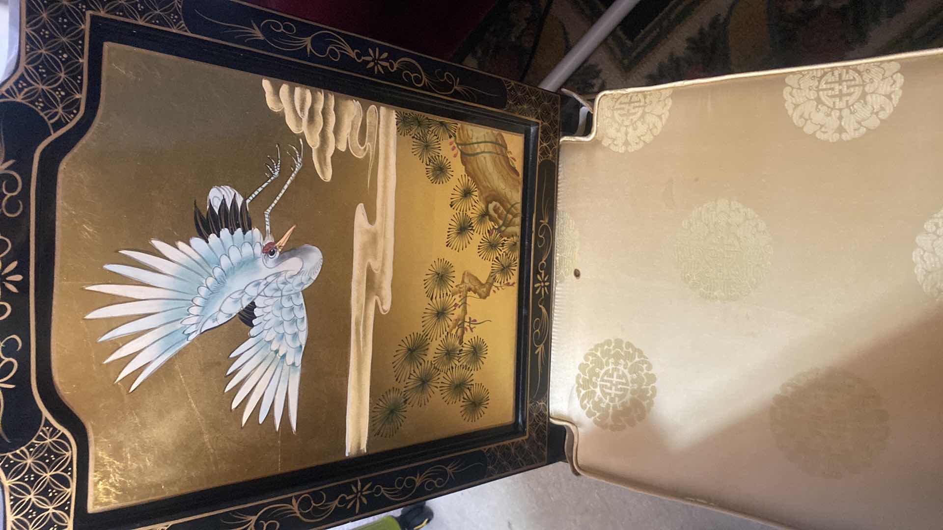 Photo 1 of GOLD LEAF CRANE HARPSICHORD STYLE DESK & CHAIR 46” x 26” H40”