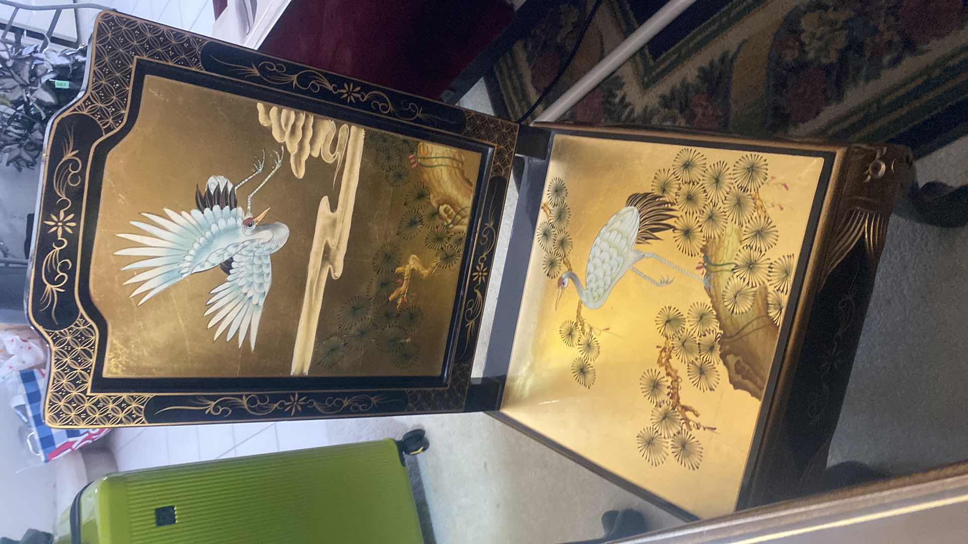 Photo 1 of GOLD LEAF CRANE HARPSICHORD STYLE DESK & CHAIR 46” x 26” H40”