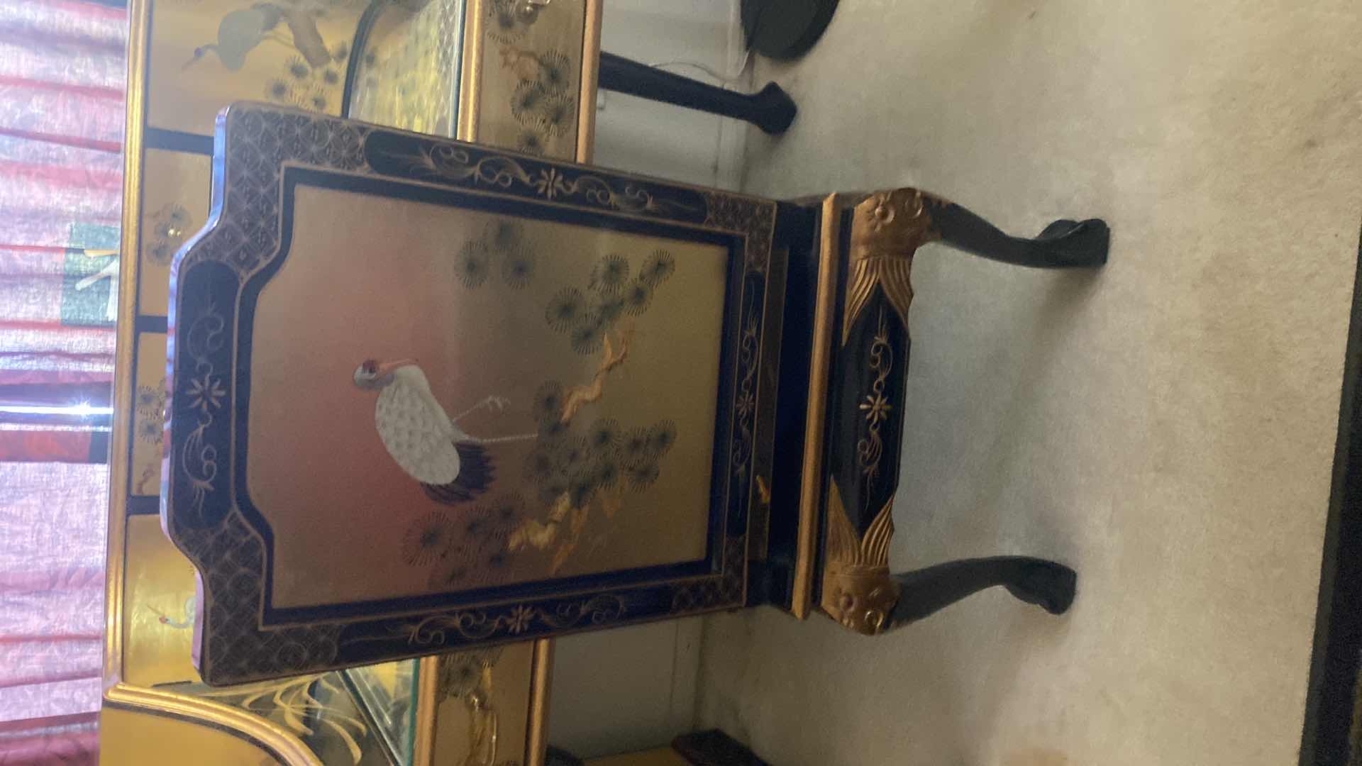 Photo 1 of GOLD LEAF CRANE HARPSICHORD STYLE DESK & CHAIR 46” x 26” H40”