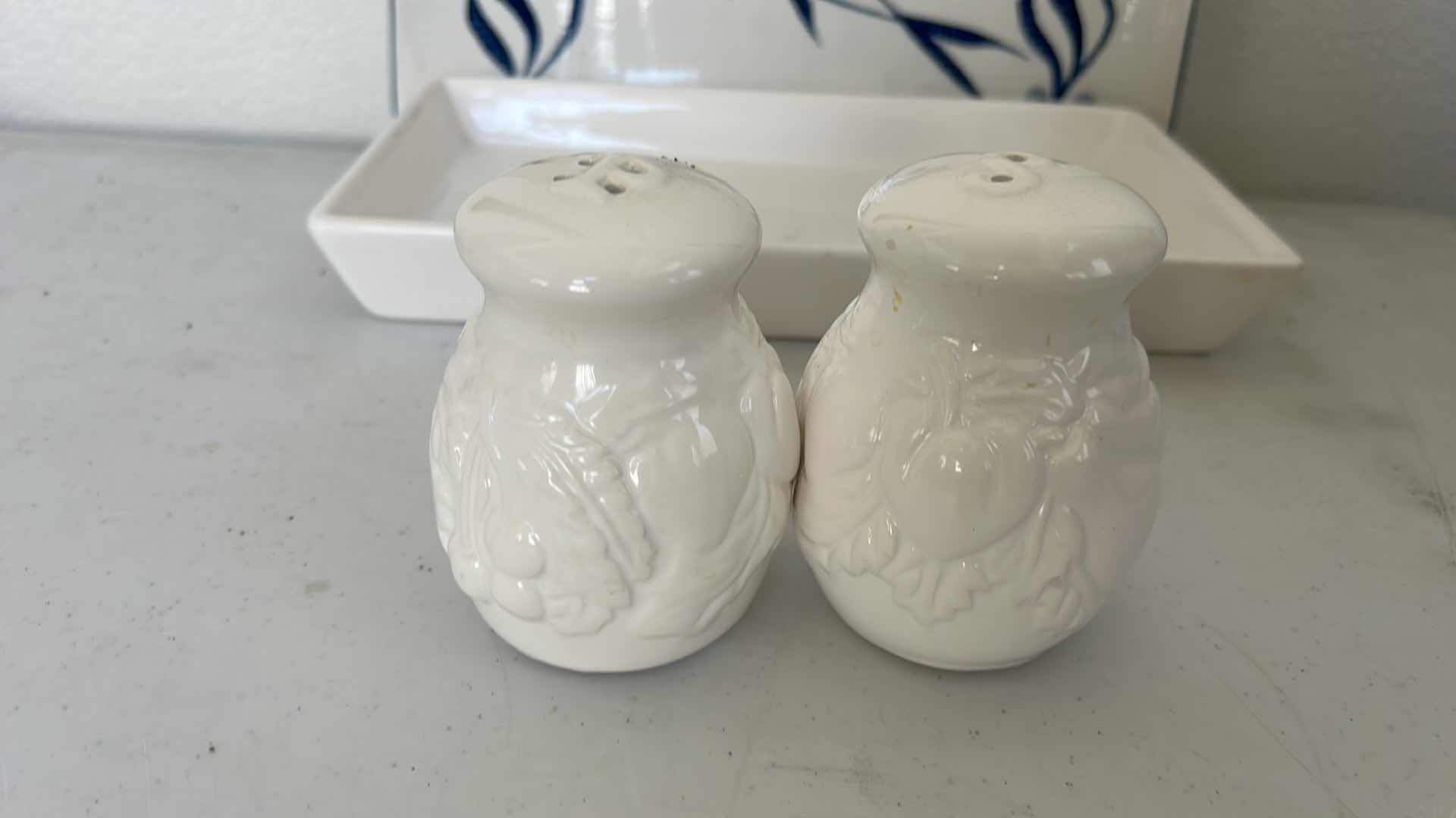 Photo 1 of 2 PORCELAIN TRAYS AND SALT AND PEPPER SET