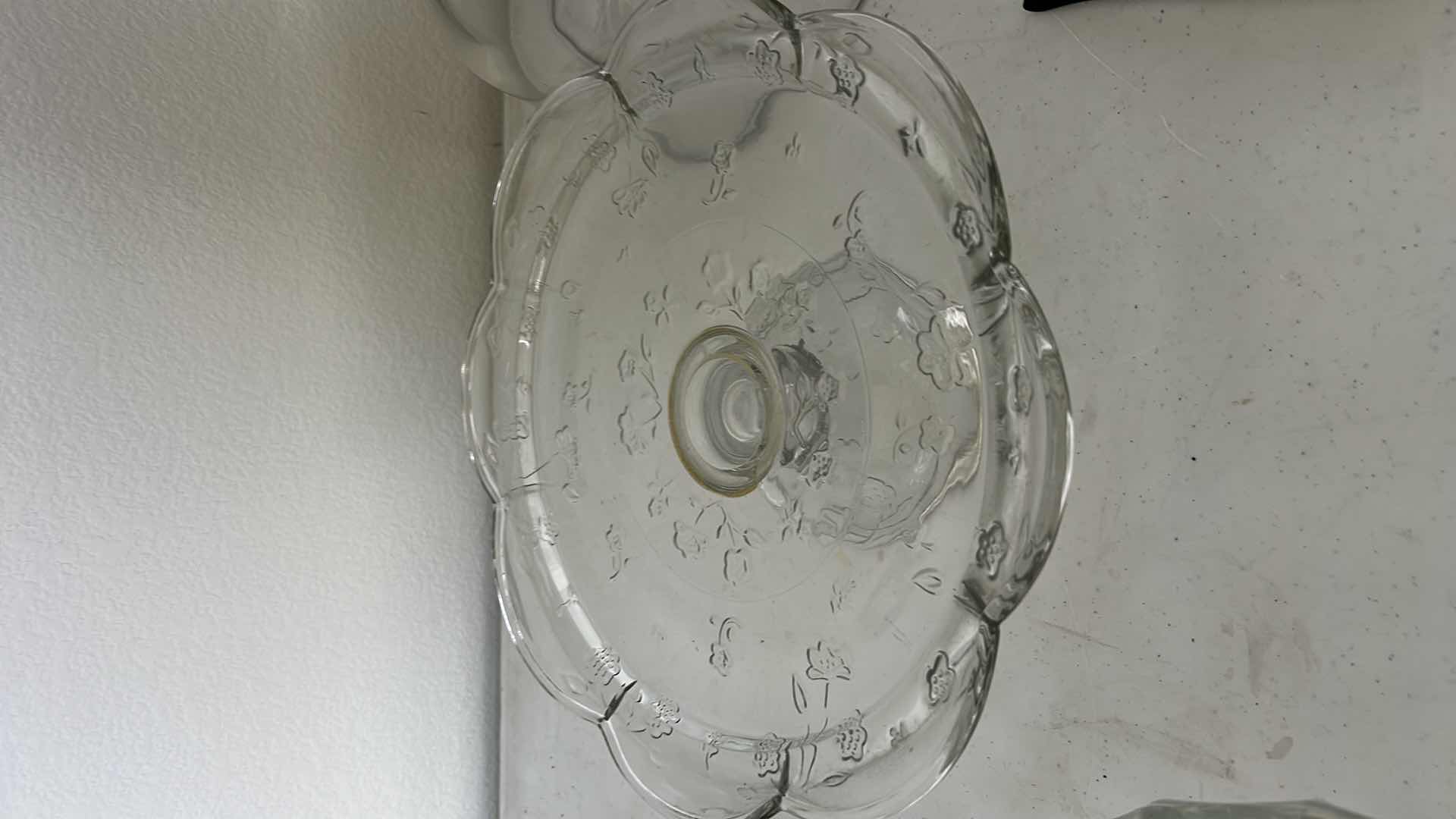 Photo 1 of GLASS CRYSTAL ASSORTMENT- CAKE STAND WITH LID, BOWL, PLATTER