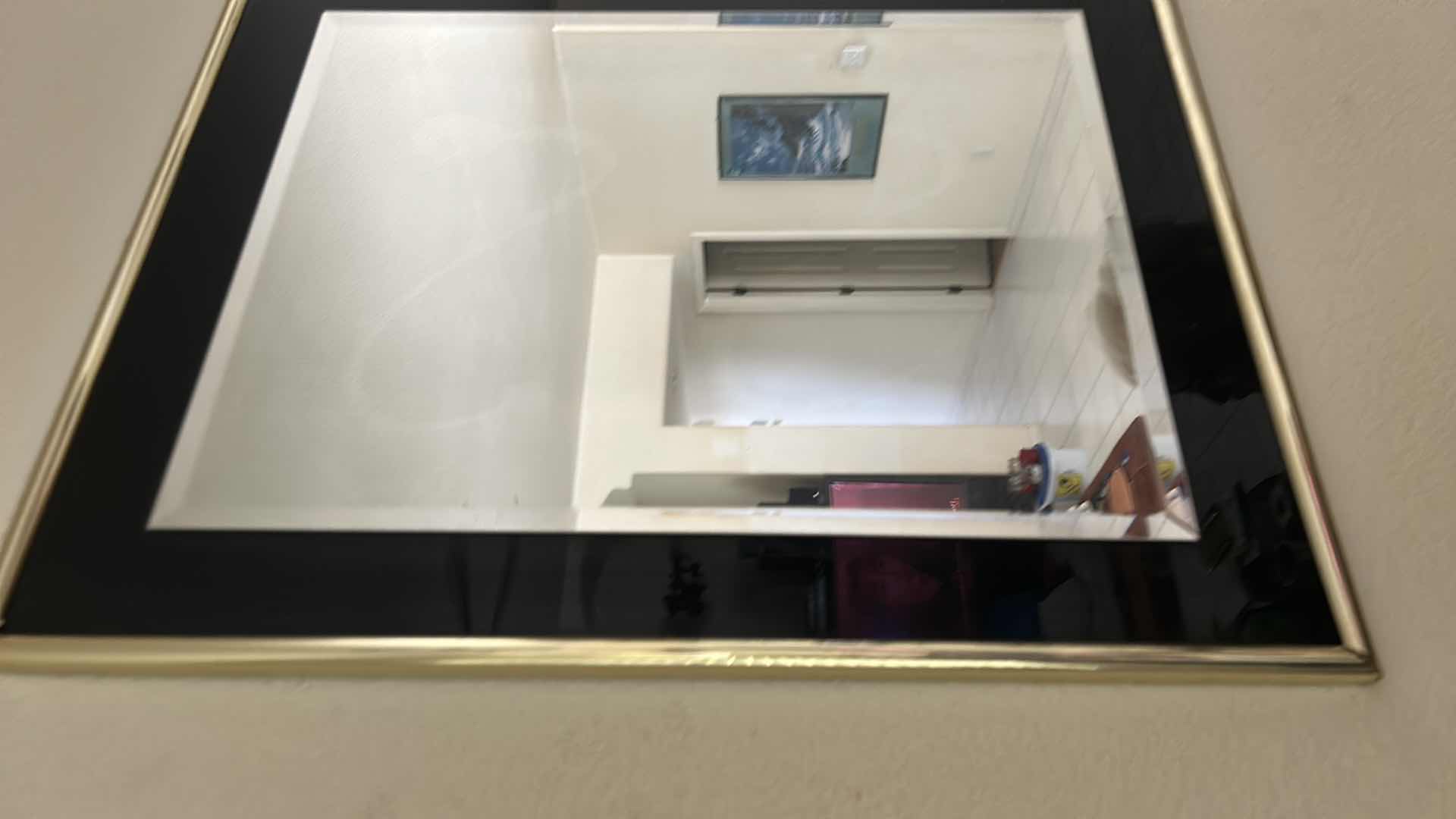 Photo 1 of GOLD FRAMED BLACK AND GOLD BEVELED MIRROR  ARTWORK 2’ x 3’