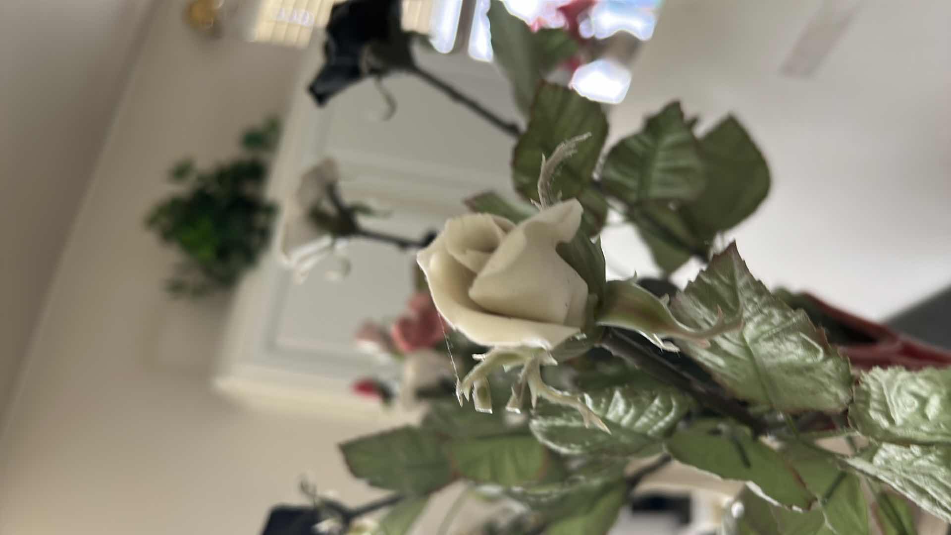 Photo 1 of CERAMIC VASES H 14” WITH PORCELAIN FLOWERS