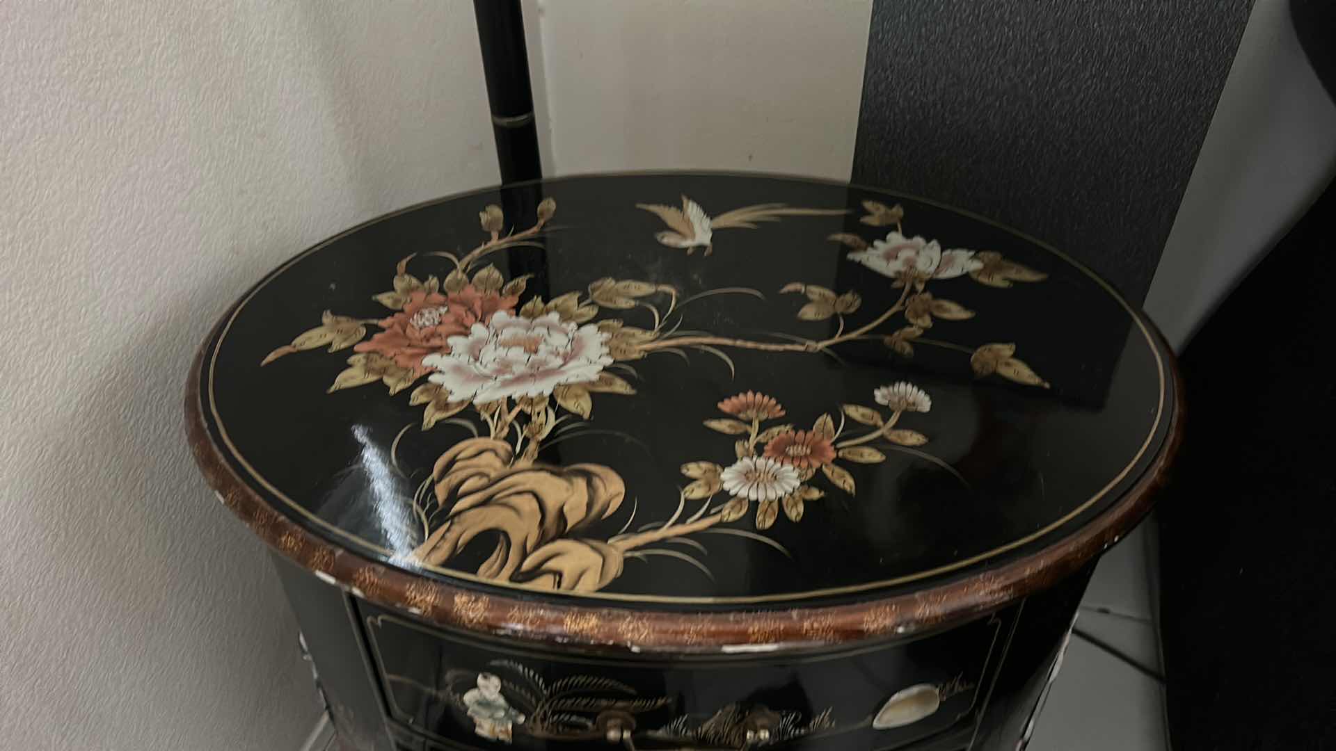 Photo 1 of ORIENTAL BLACK LACQUER END TABLE 24” x 18” X H23.5”