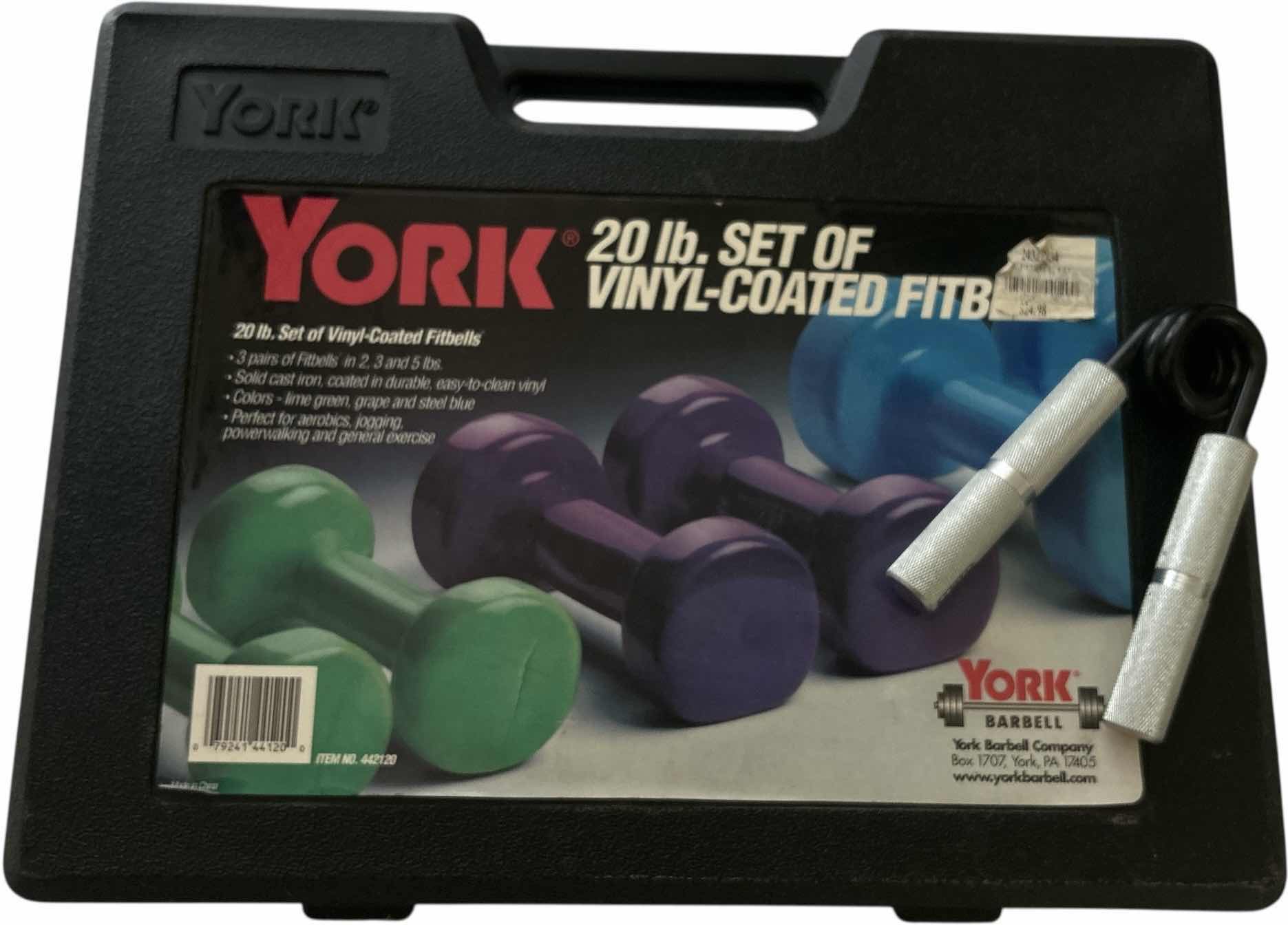 Photo 1 of YORK 20lb SET OF WEIGHTS AND STRENGTH GRIP