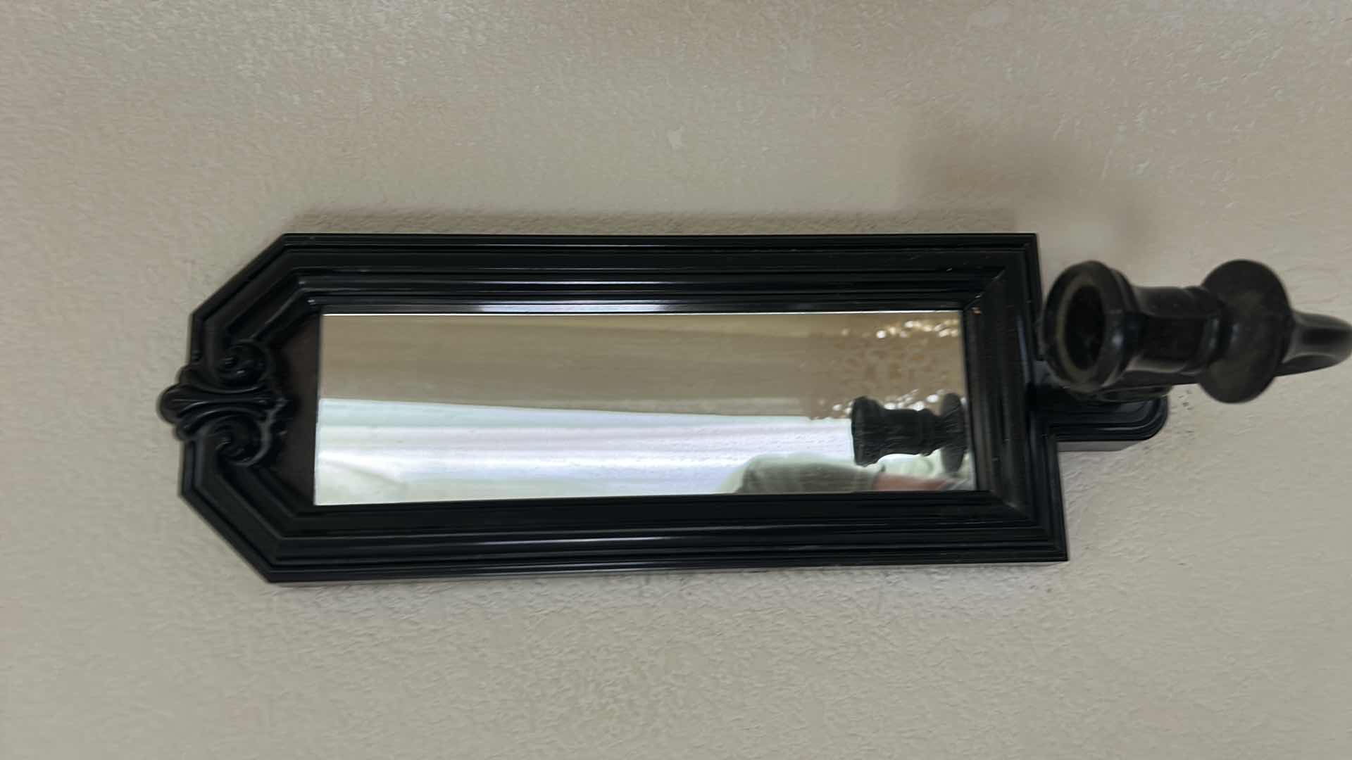 Photo 1 of WALL DECOR- MIRROR 14“ x H22 1/2“, SHELF AND 2 CANDLE SCONCES