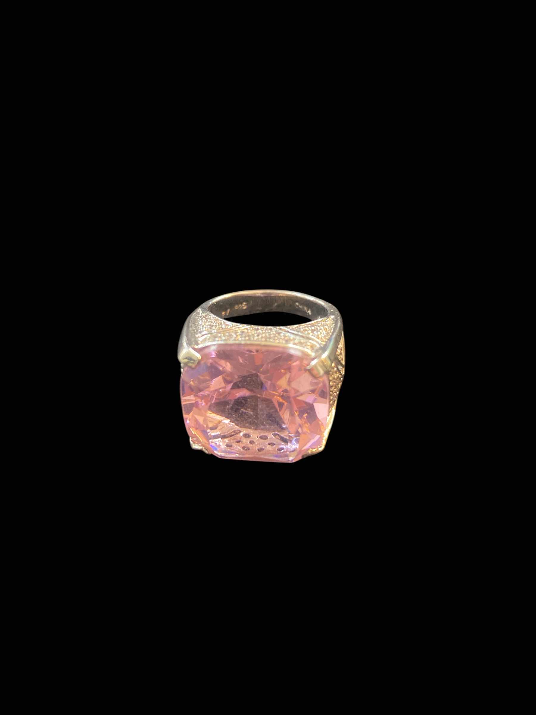 Photo 1 of STERLING SILVER RING WITH GEMSTONE APPROX SIZE 5-6