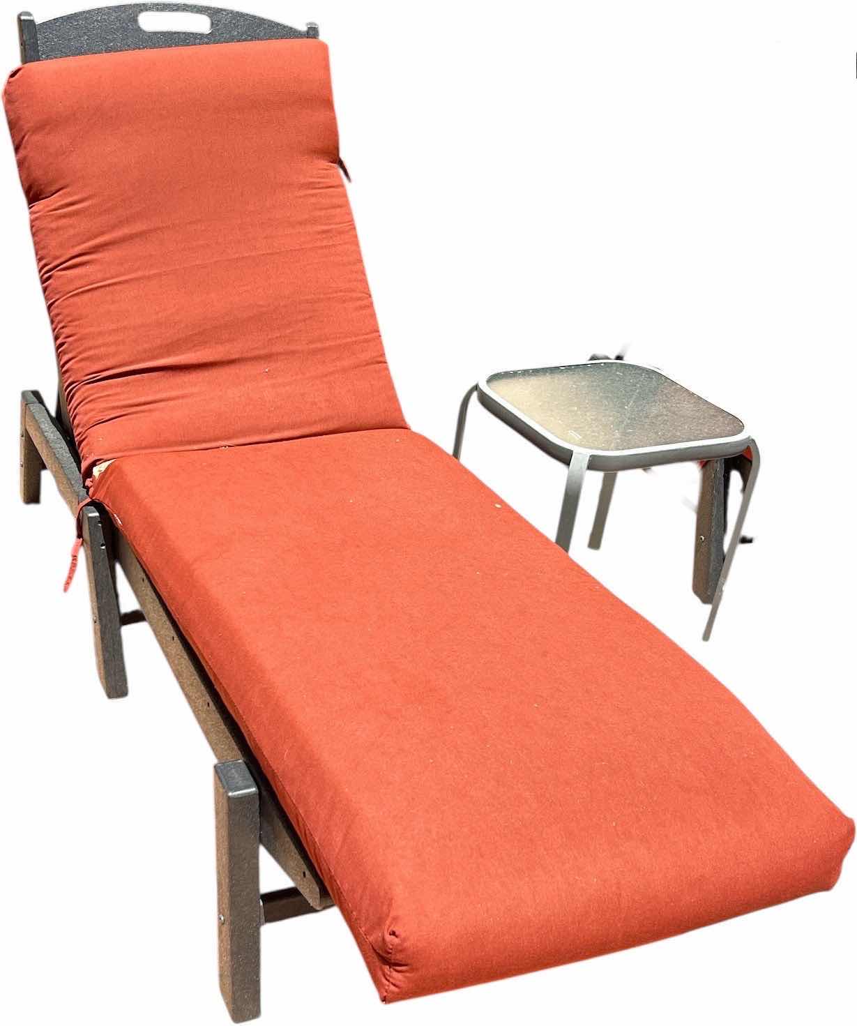 Photo 1 of OUTDOOR RECLINER WITH CUSHION & SMALL TABLE