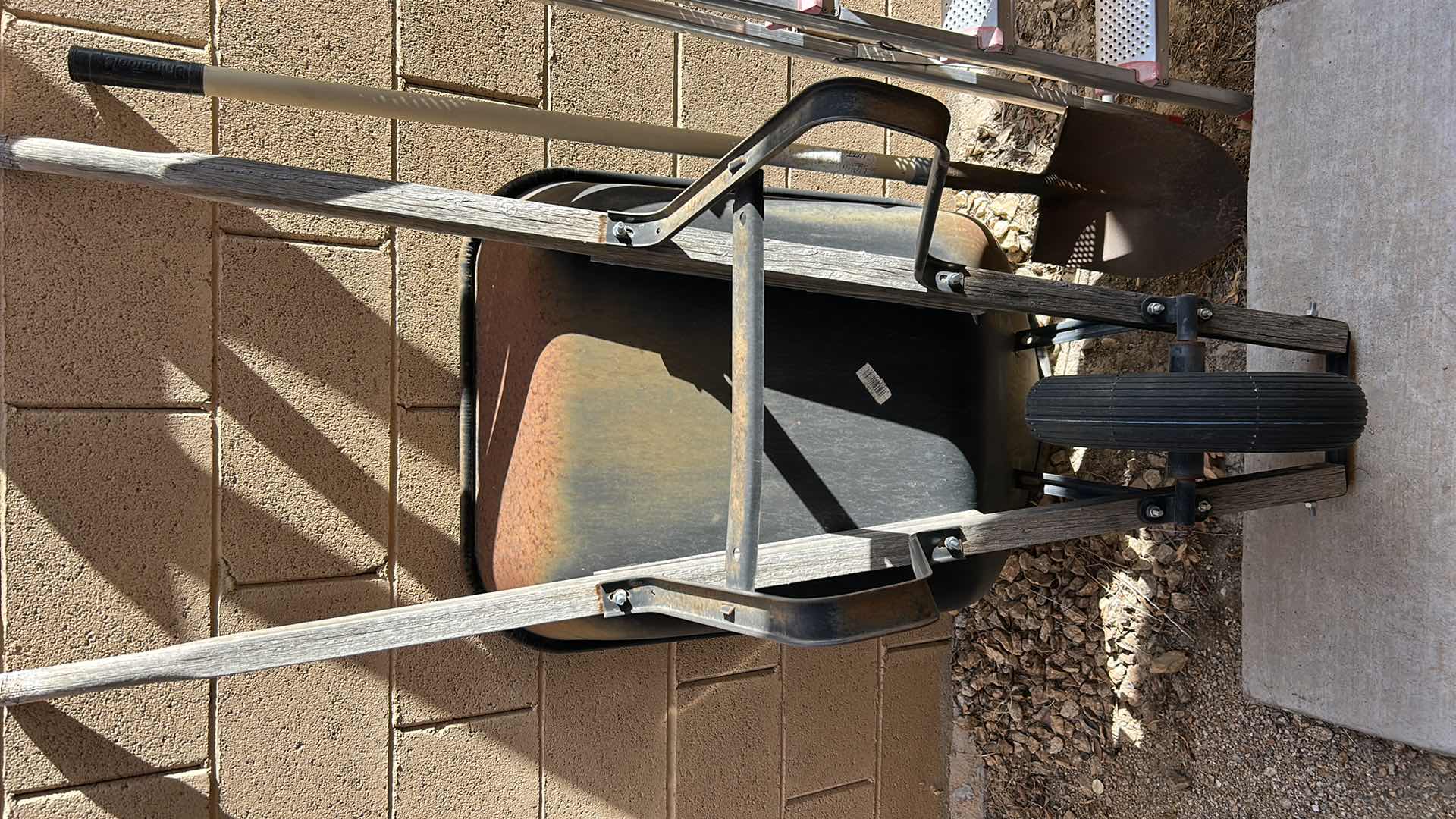 Photo 1 of WHEELBARROW, LADDER, SHOVEL AND SHEARS