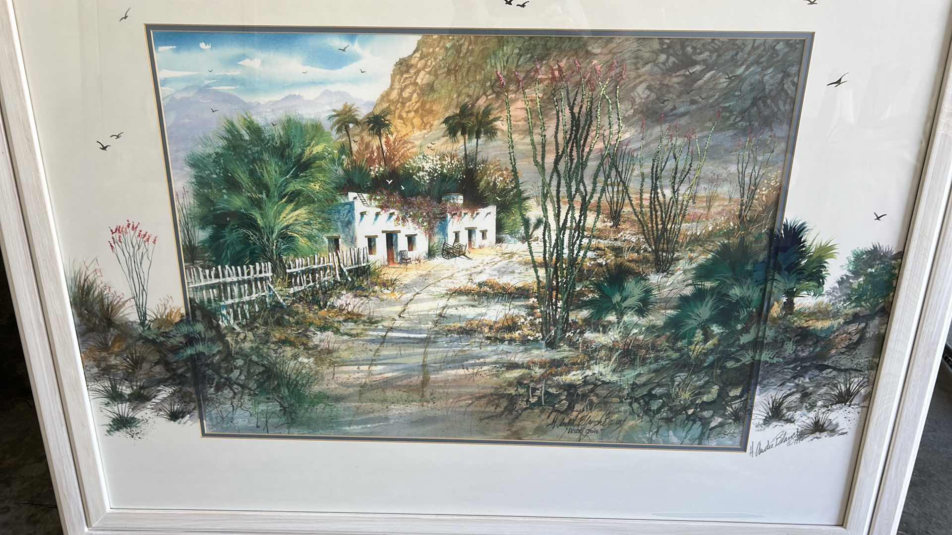 Photo 1 of FRAMED DESERT OASIS SIGNED ARTWORK AND SIGNED MATTING 46” x H36”