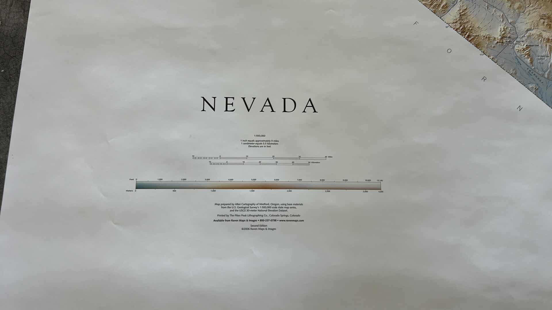 Photo 1 of VERY LARGE MAP POSTER OF NEVADA 42” x H60”