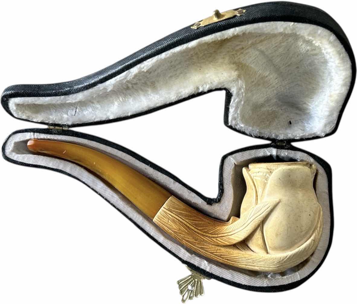 Photo 1 of $450 meerschaum pipe, a type of tobacco pipe crafted from sepiolite, a rare mineral also known as meerschaum with case