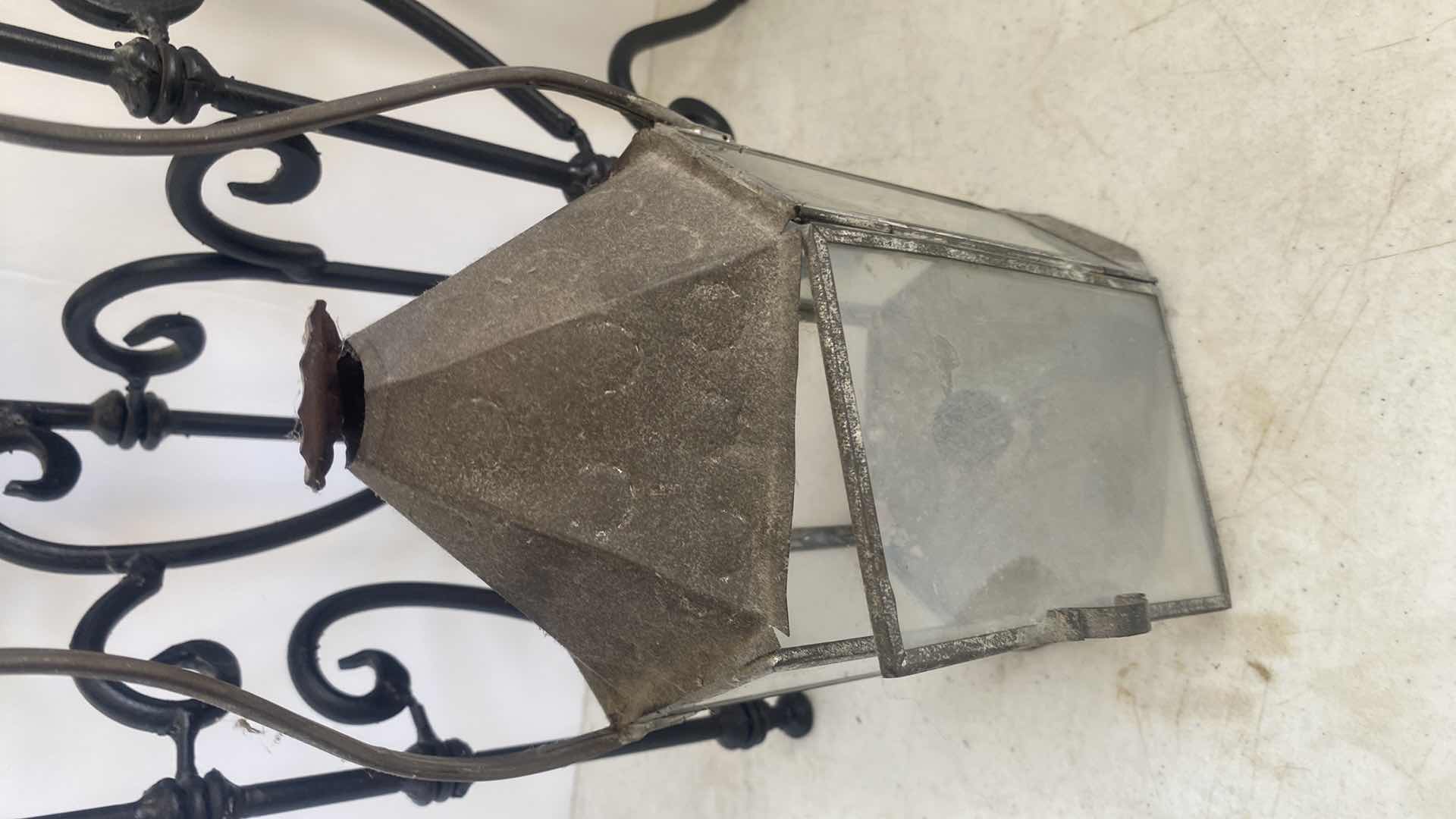 Photo 1 of FOLDING IRON CANDLE HOLDER WITH CANDLES AND SMALL CARRIAGE CANDLE HOLDER 15” x 18” excluding candles