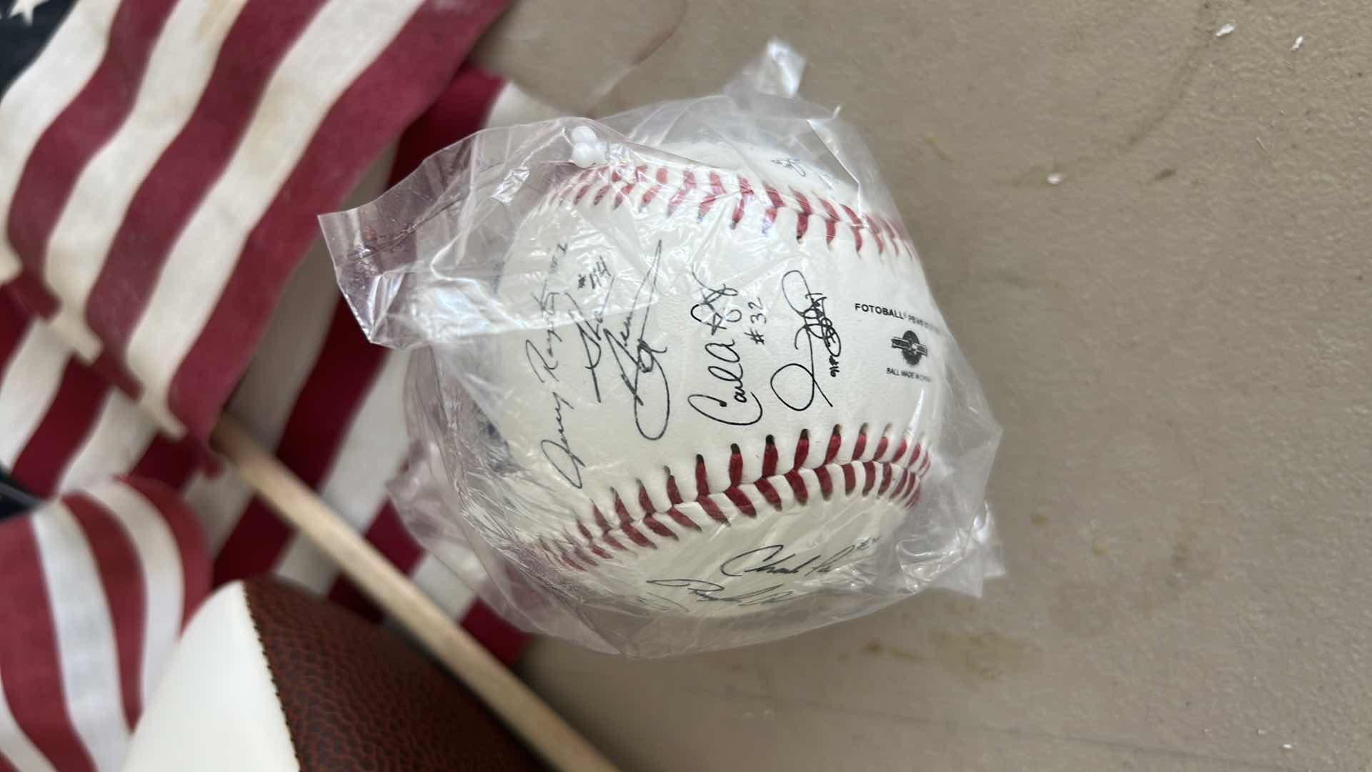 Photo 1 of 6 AMERICAN FLAGS, AUTOGRAPHED LAS VEGAS STARS BASEBALL AND AUTOGRAPHING MINI FOOTBALL