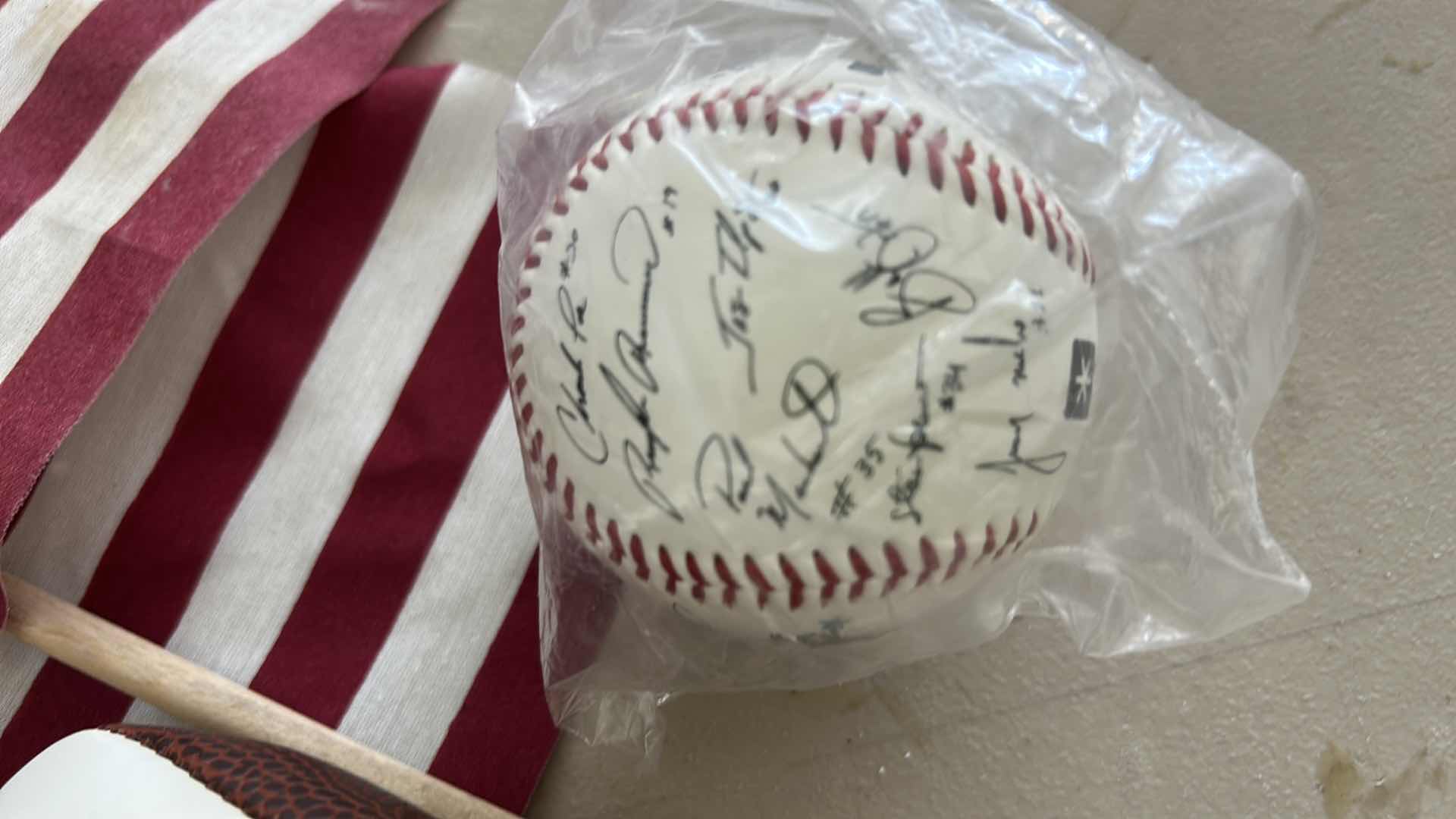Photo 1 of 6 AMERICAN FLAGS, AUTOGRAPHED LAS VEGAS STARS BASEBALL AND AUTOGRAPHING MINI FOOTBALL