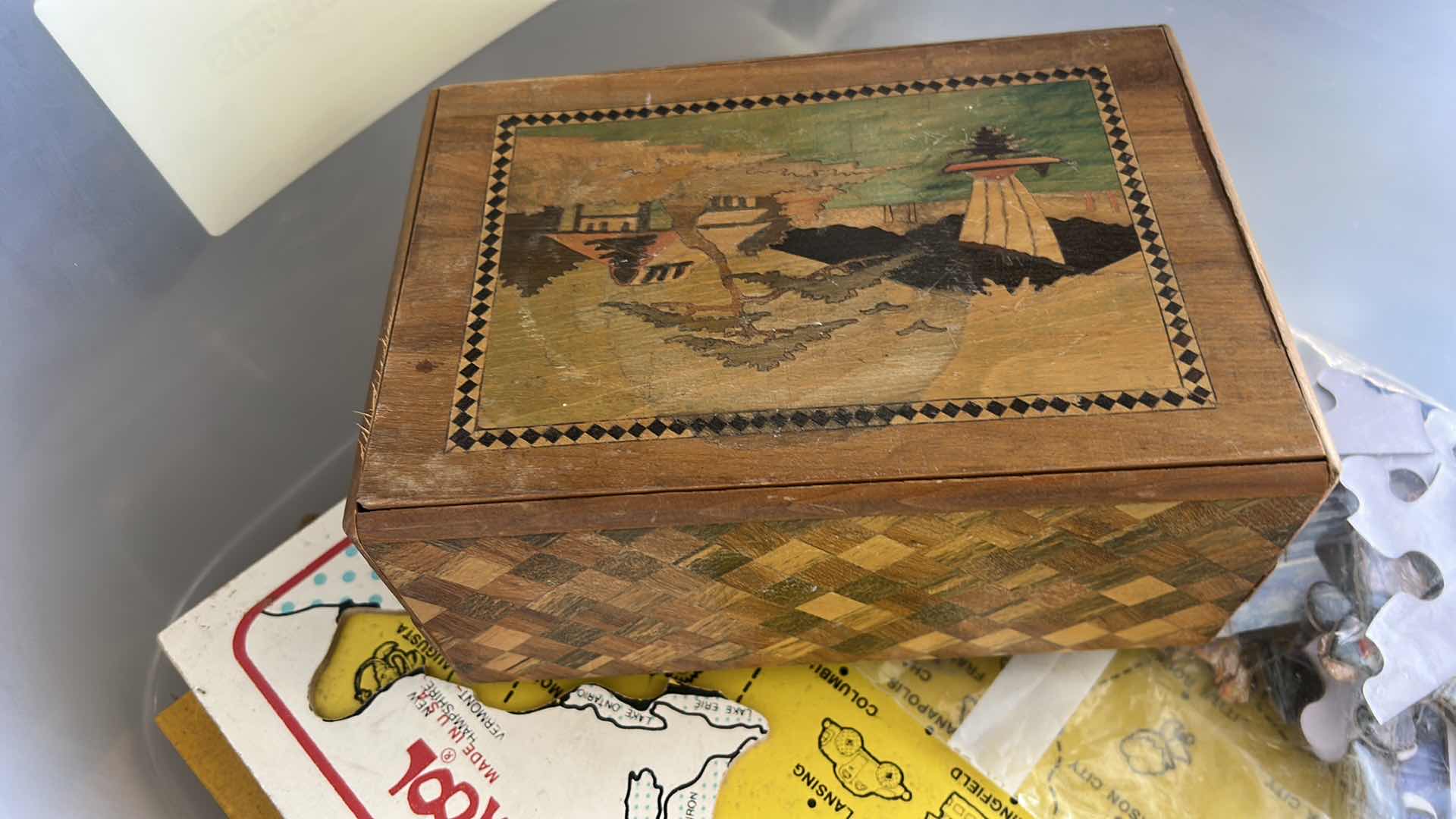 Photo 1 of TOTE WITH PUZZLES AND PUZZLE BOX