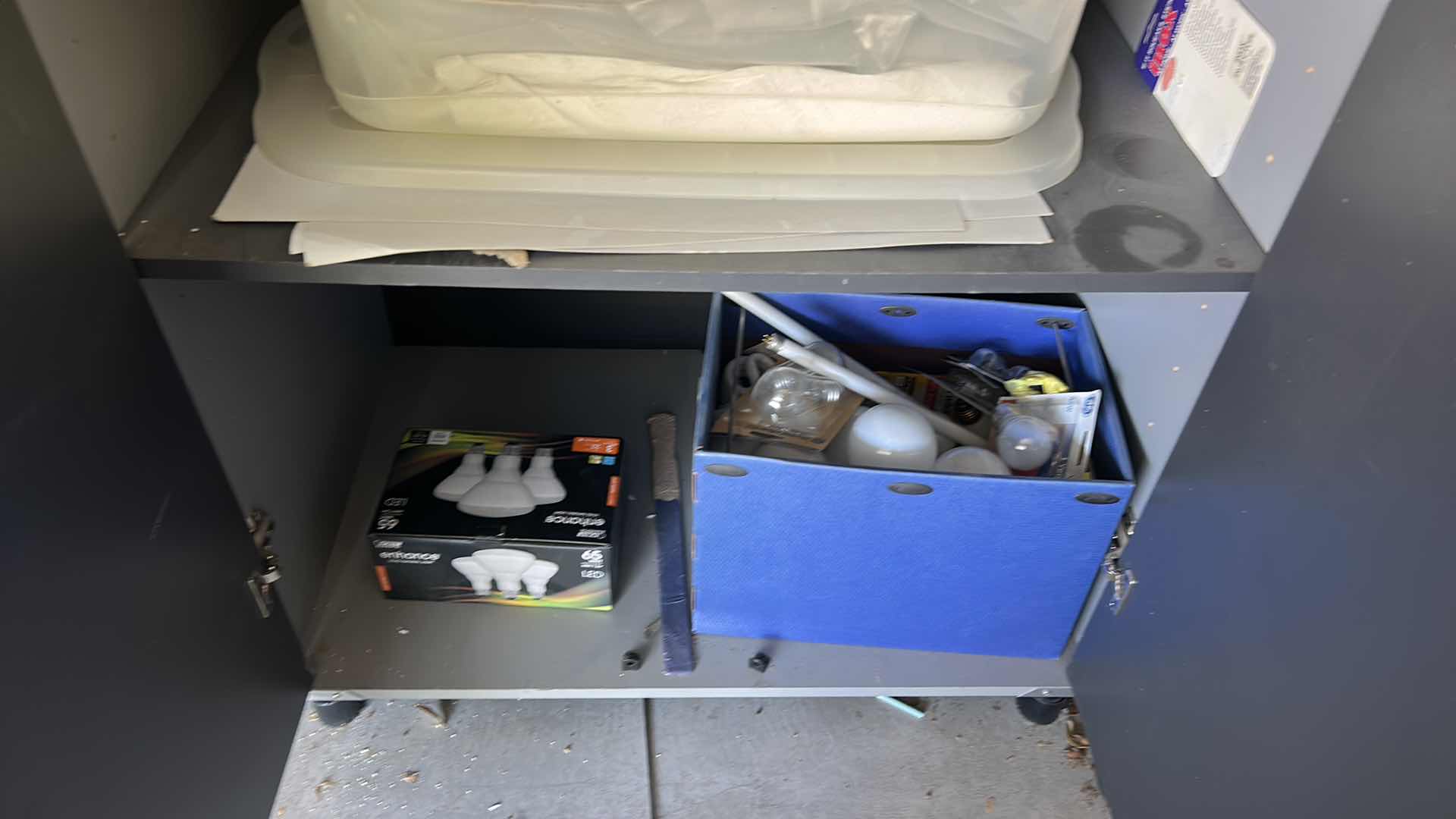 Photo 1 of COLEMAN HEAVY DUTY GARAGE CABINET ON WHEELS WITH CONTENTS  31 1/4“ x 19 1/2“ x H76“