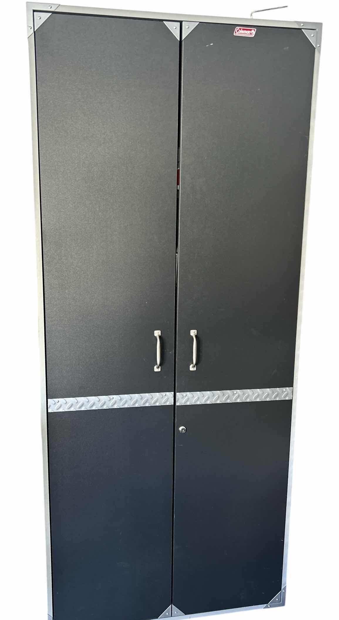 Photo 1 of COLEMAN HEAVY DUTY GARAGE CABINET ON WHEELS WITH CONTENTS 31 1/4“ x 19 1/2“ x H76“