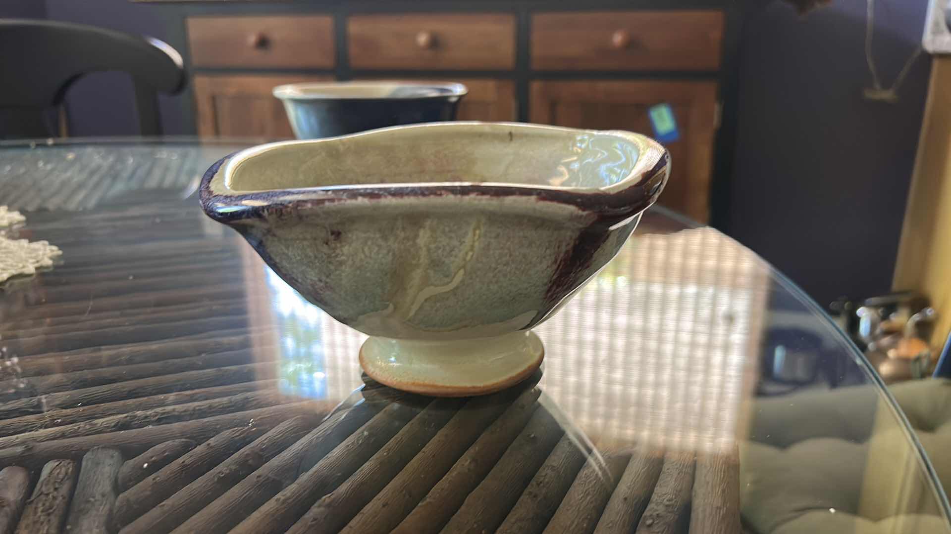 Photo 1 of 3 HANDCRAFTED POTTERY BOWLS, 1 SIGNED H4”