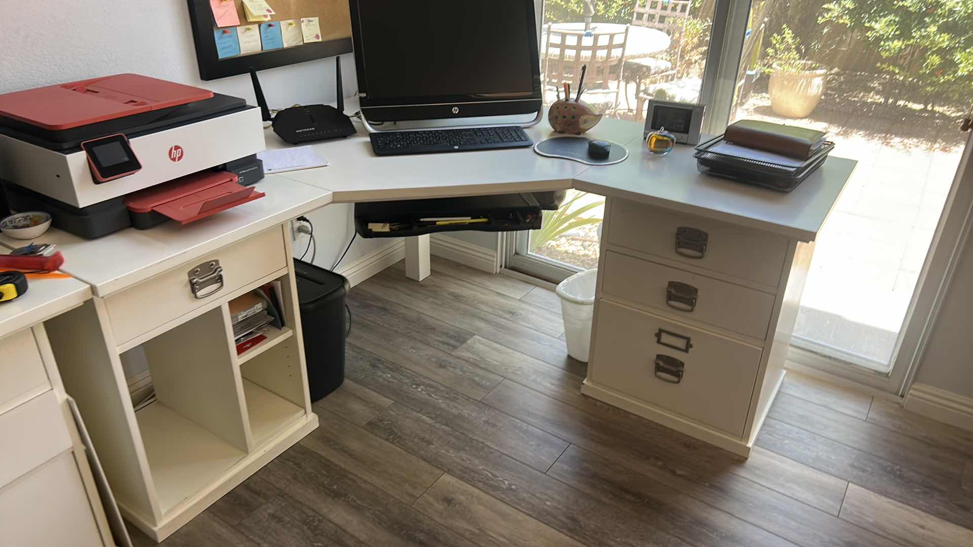 Photo 1 of WHITE 3 SECTION CORNER DESK ( SIDE SECTIONS 23“ x 23“ x H29“, MIDDLE SECTION 57” x 40“ x 29“)