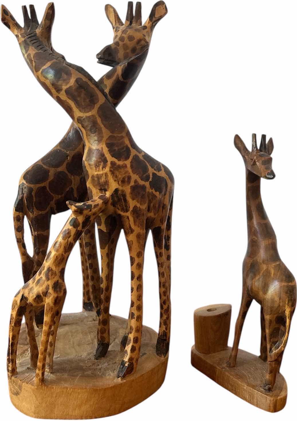 Photo 1 of WOOD GIRAFFE SCULPTURES (TALLEST H13”)